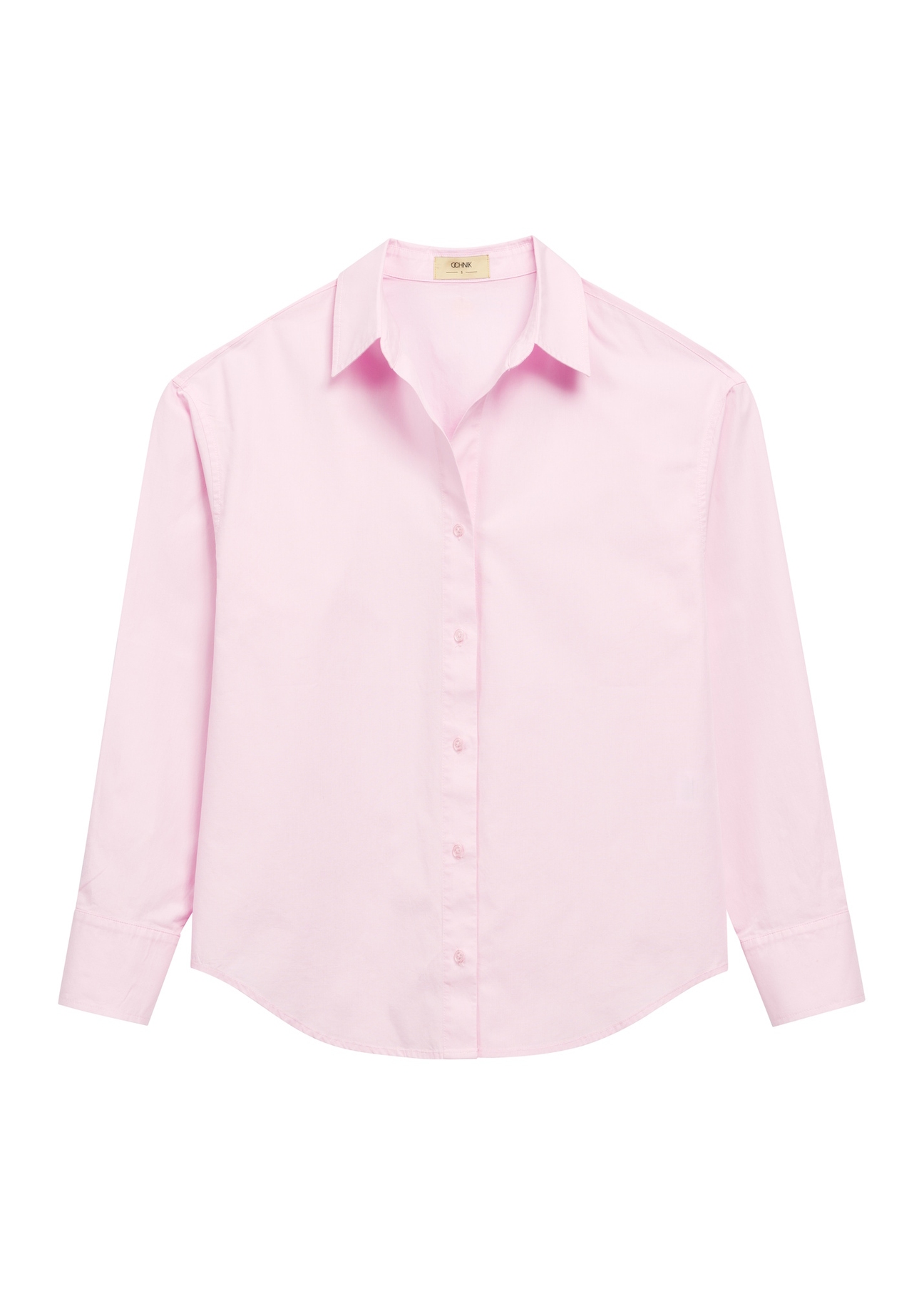 Light pink cotton women's shirt KOSDT-0181-5A(W26), front product view on white background.