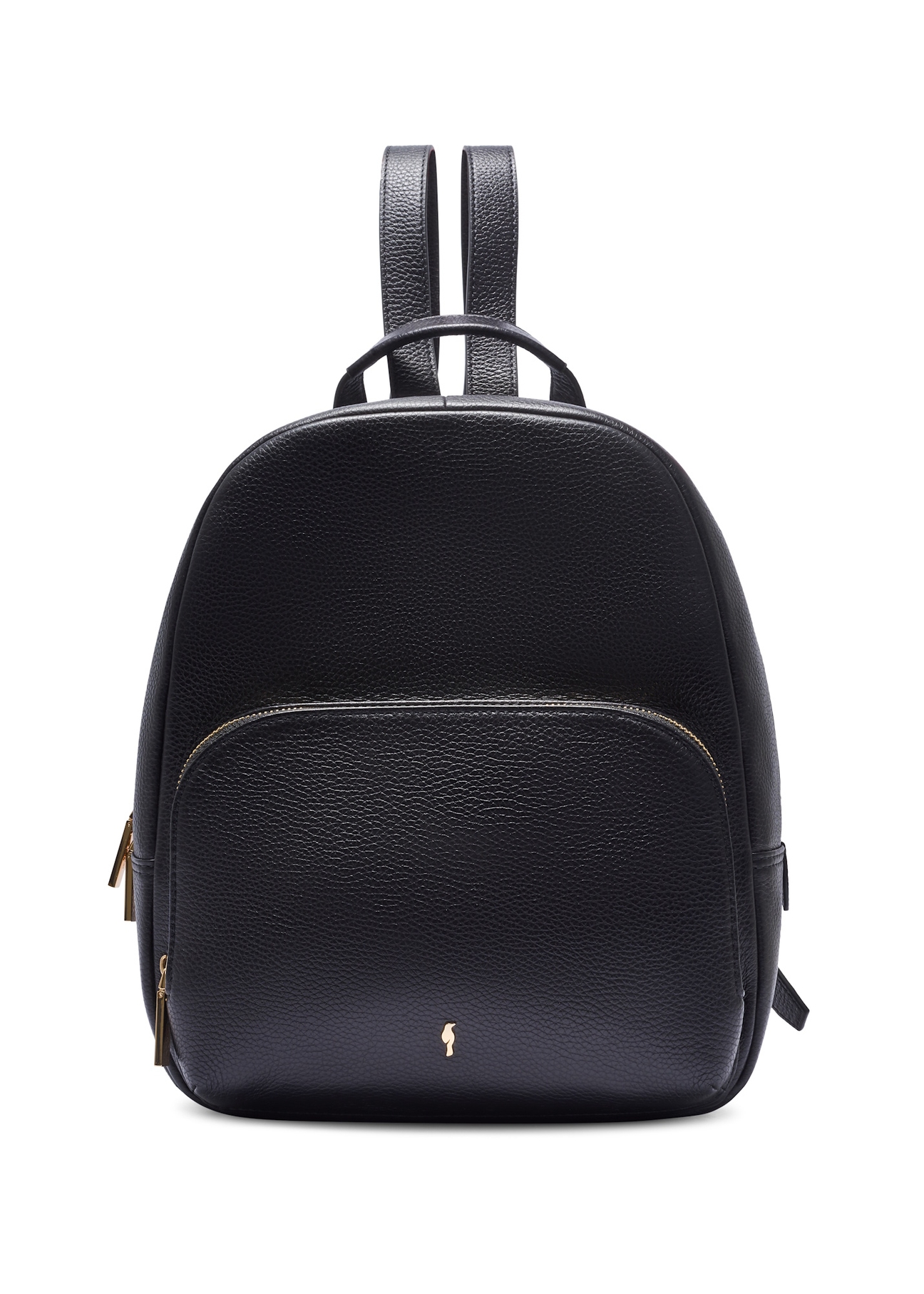 Women's leather backpack in black color TORES-1276-9I(W26), front product view on white background.