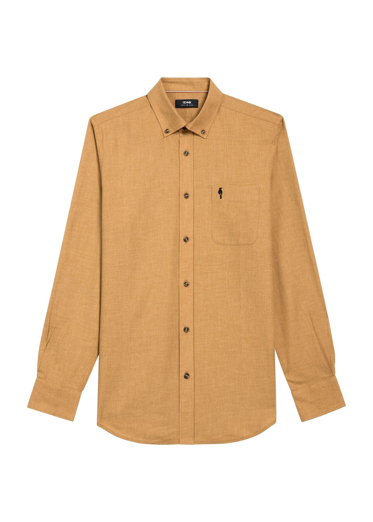 Men's camel shirt KOSMT-0299A-1D(Z26), product view from the front on a white background.