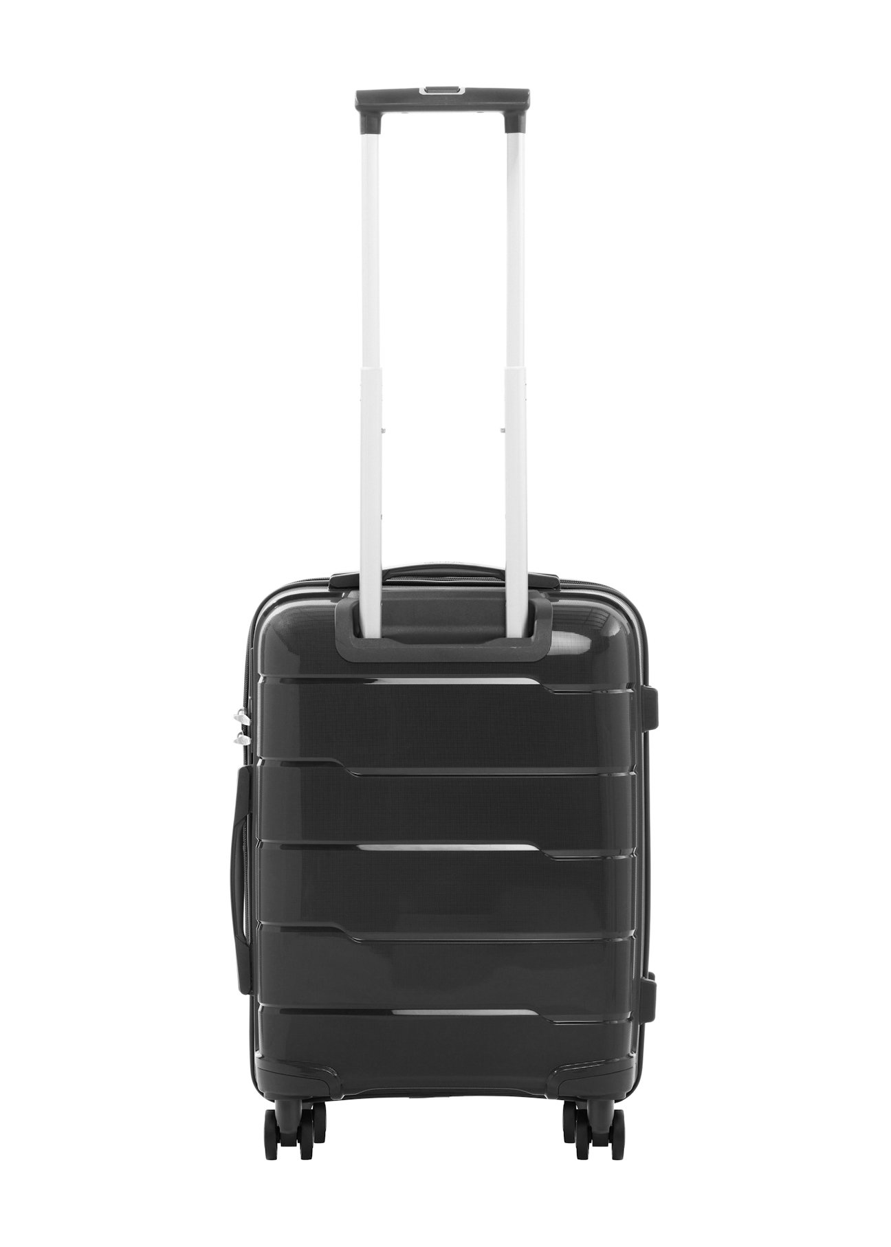 Small suitcase on wheels WALPP-0025-99-19(W26), product view from the back on a white background.