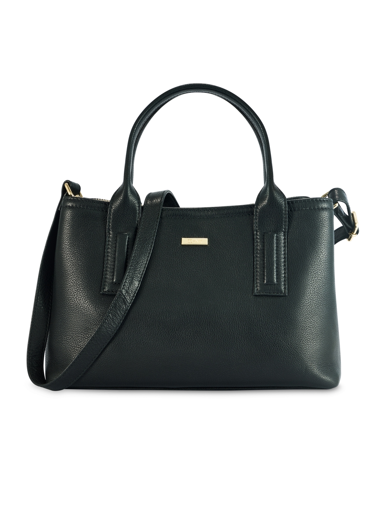 Black leather women's handbag TORES-1156-99(Z25), product view from the front on a white background.