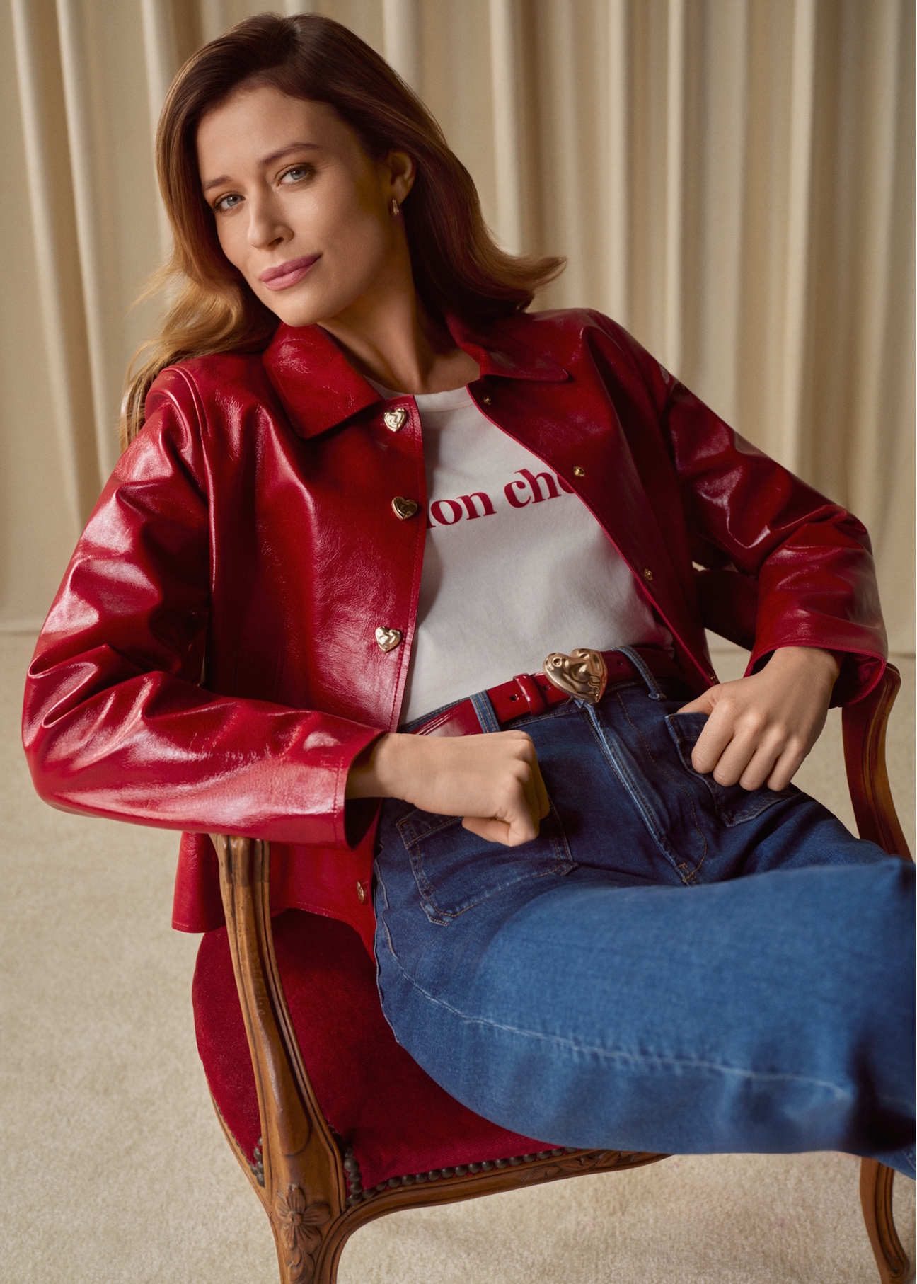 Red short women's jacket KURDS-0612-4B(W26)