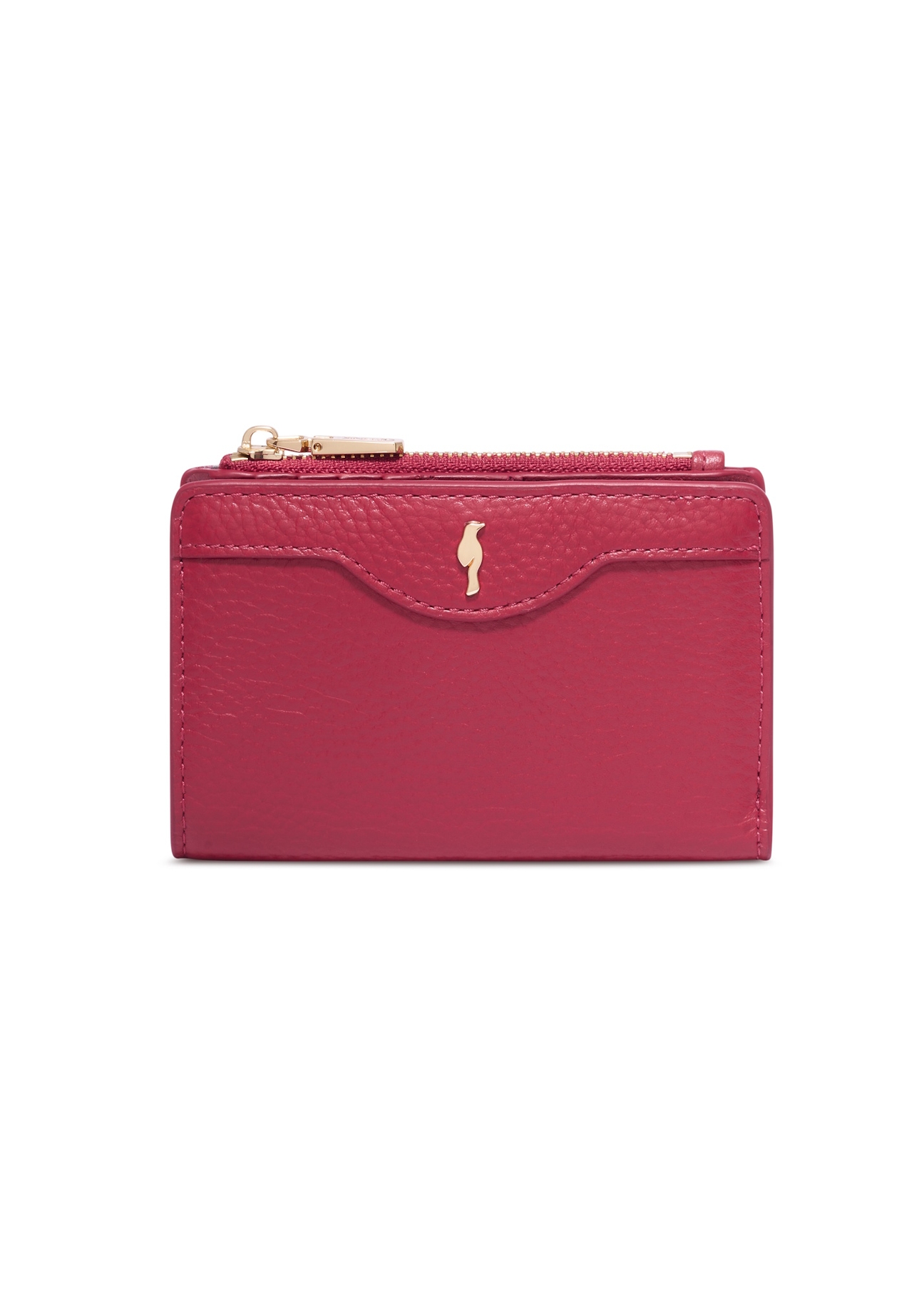 Red leather women's wallet PORES-1015R-4B(Z26), front product view on white background.