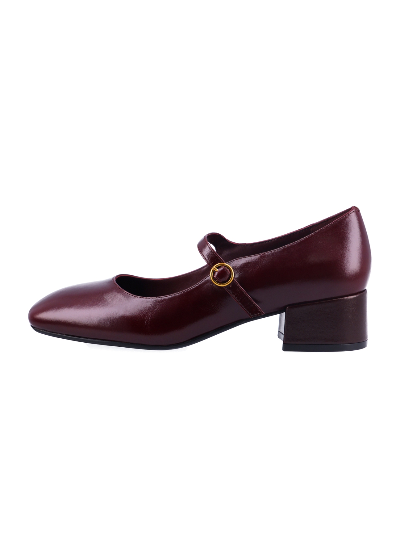 Burgundy women's leather pumps BUTYD-1349-4E(Z26), side product view on white background.