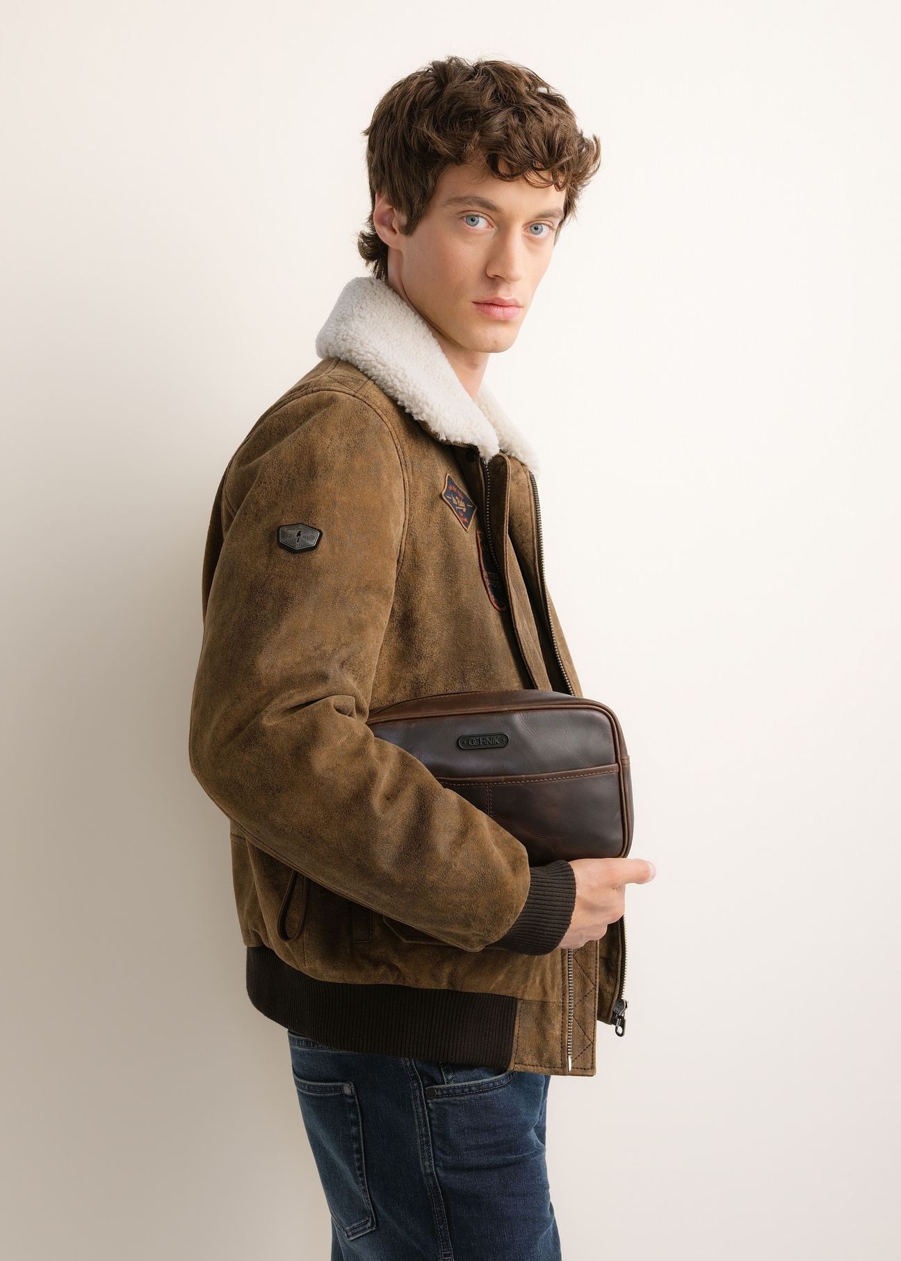 Dark brown leather men's cosmetic bag TORMS-0544-1I(Z26)