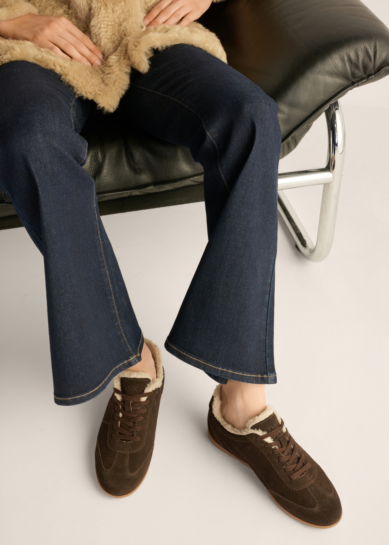 Women's dark brown suede sneakers BUTYD-1292-1I(Z26)
