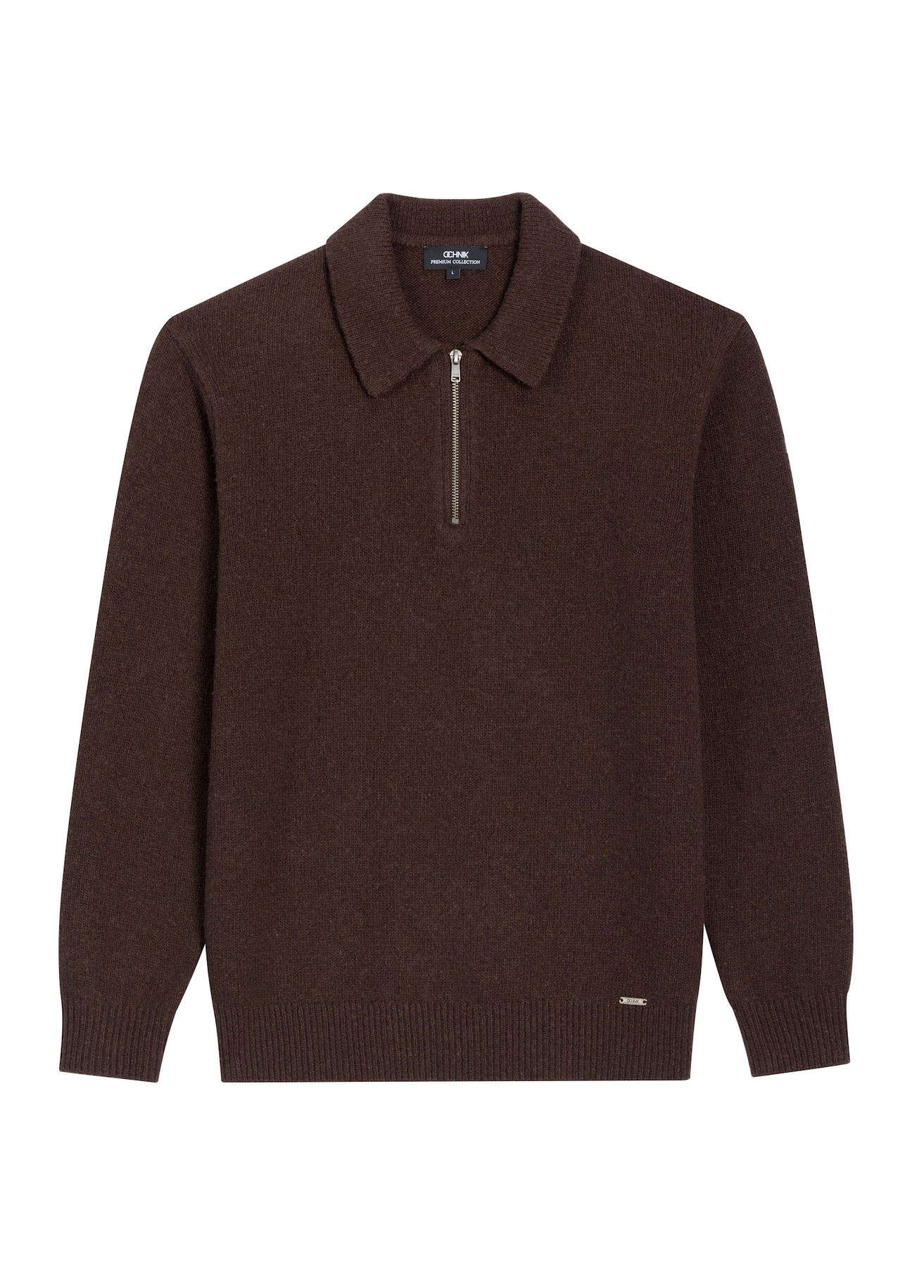 Dark brown men's wool sweater SWEMT-0212-1I(Z26), front product view on white background.