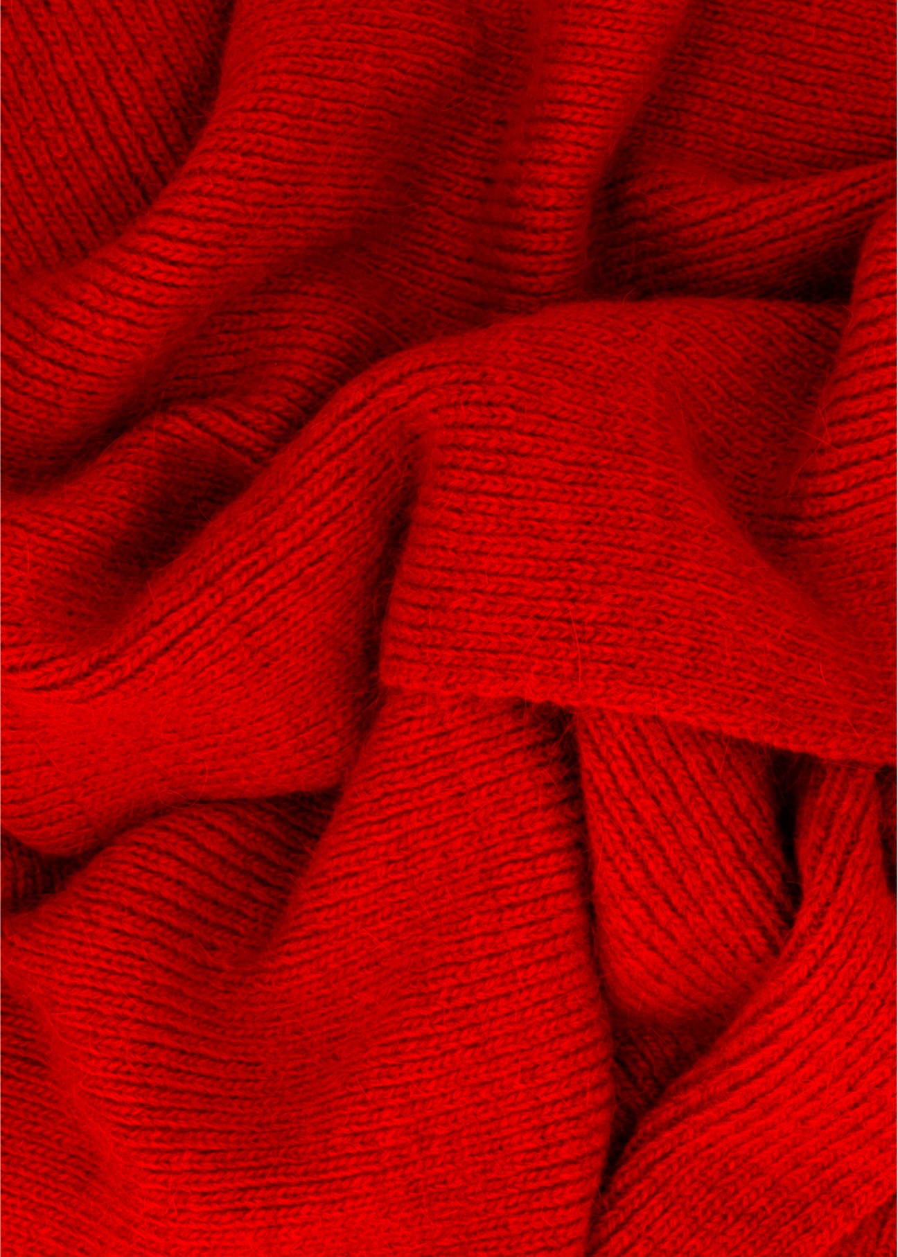 Red women's scarf with viscose SZADT-0222-4B(Z26), close-up of the material on a white background.