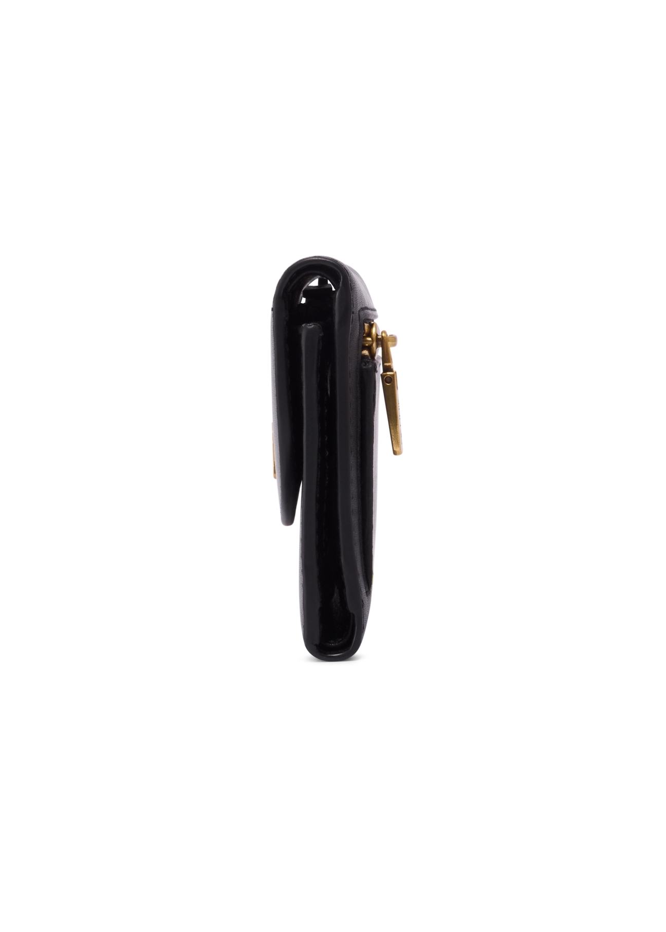 Black leather women's wallet PORES-0996-99(Z26), side product view on white background.