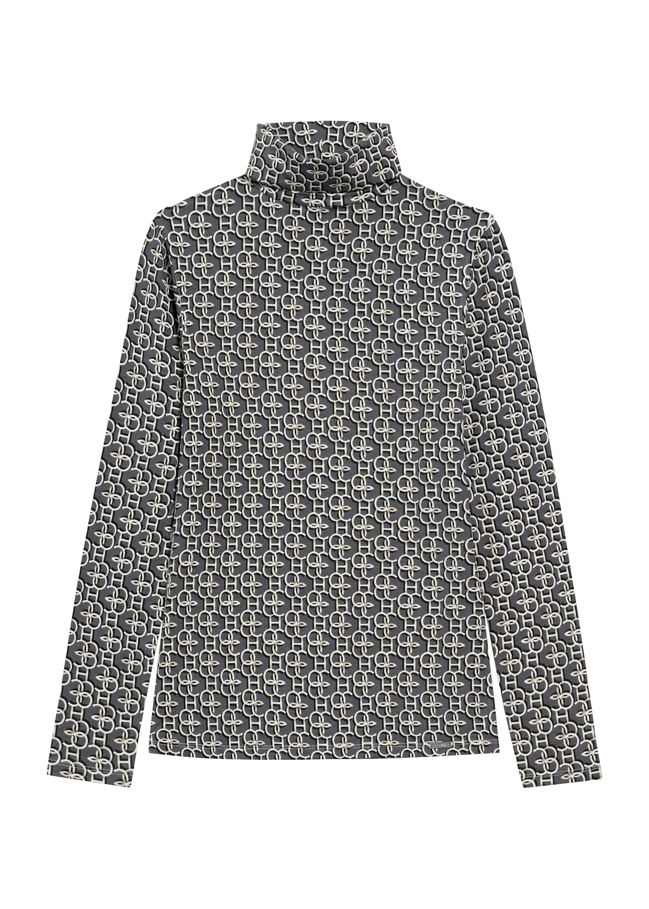 Gray women's monogram blouse LSLDT-0053-96(Z25), front product view on white background.