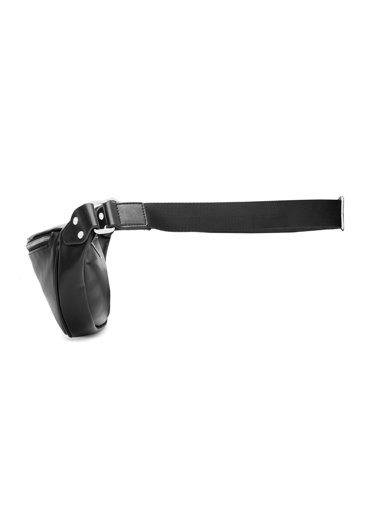Women's black waist bag TOREC-1131-99(W26), side view of the product on a white background.