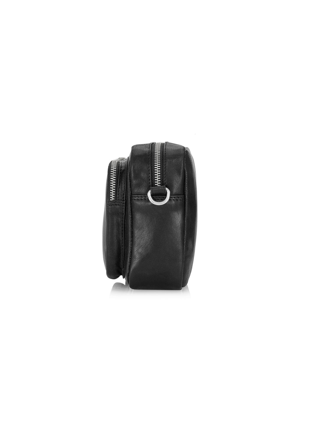 Small black leather women's handbag TORES-1023A-99(Z25), side view of the product on a white background.