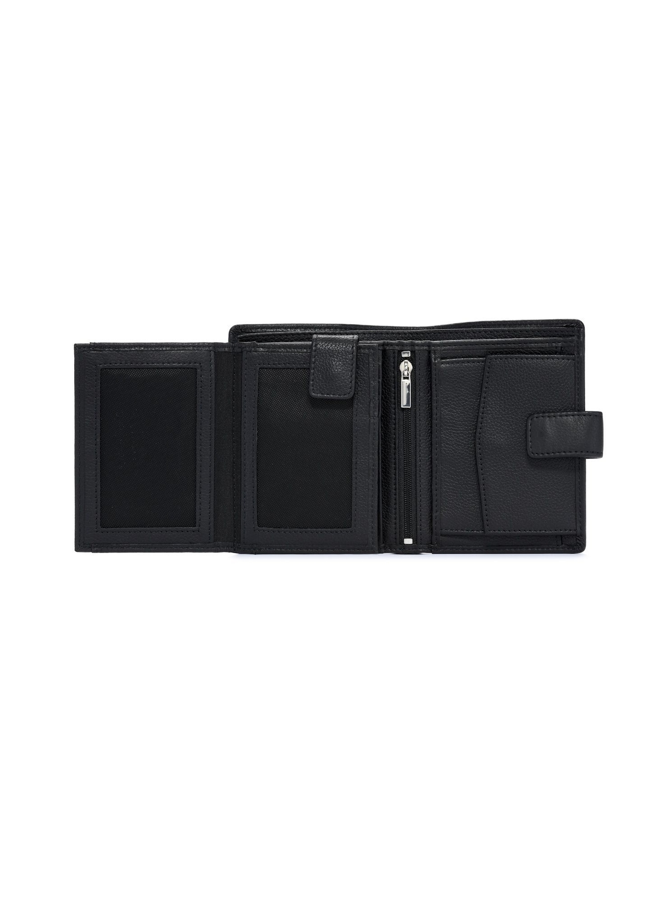 Men's leather wallet in black PORMS-0630A-9I(W26), product view inside on white background.