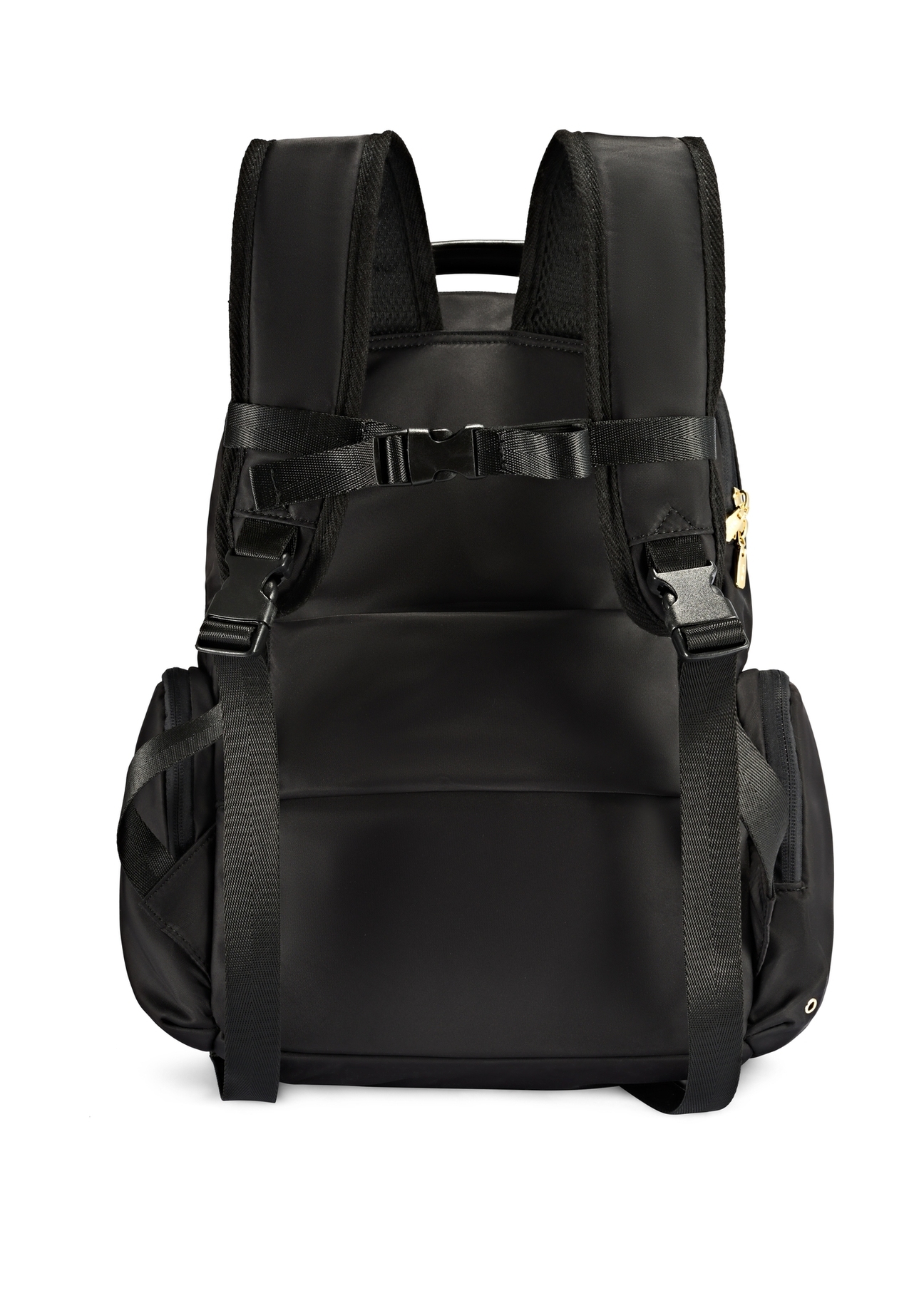 Black large women's backpack TOREN-0321-99(Z25), product view from the back on a white background.