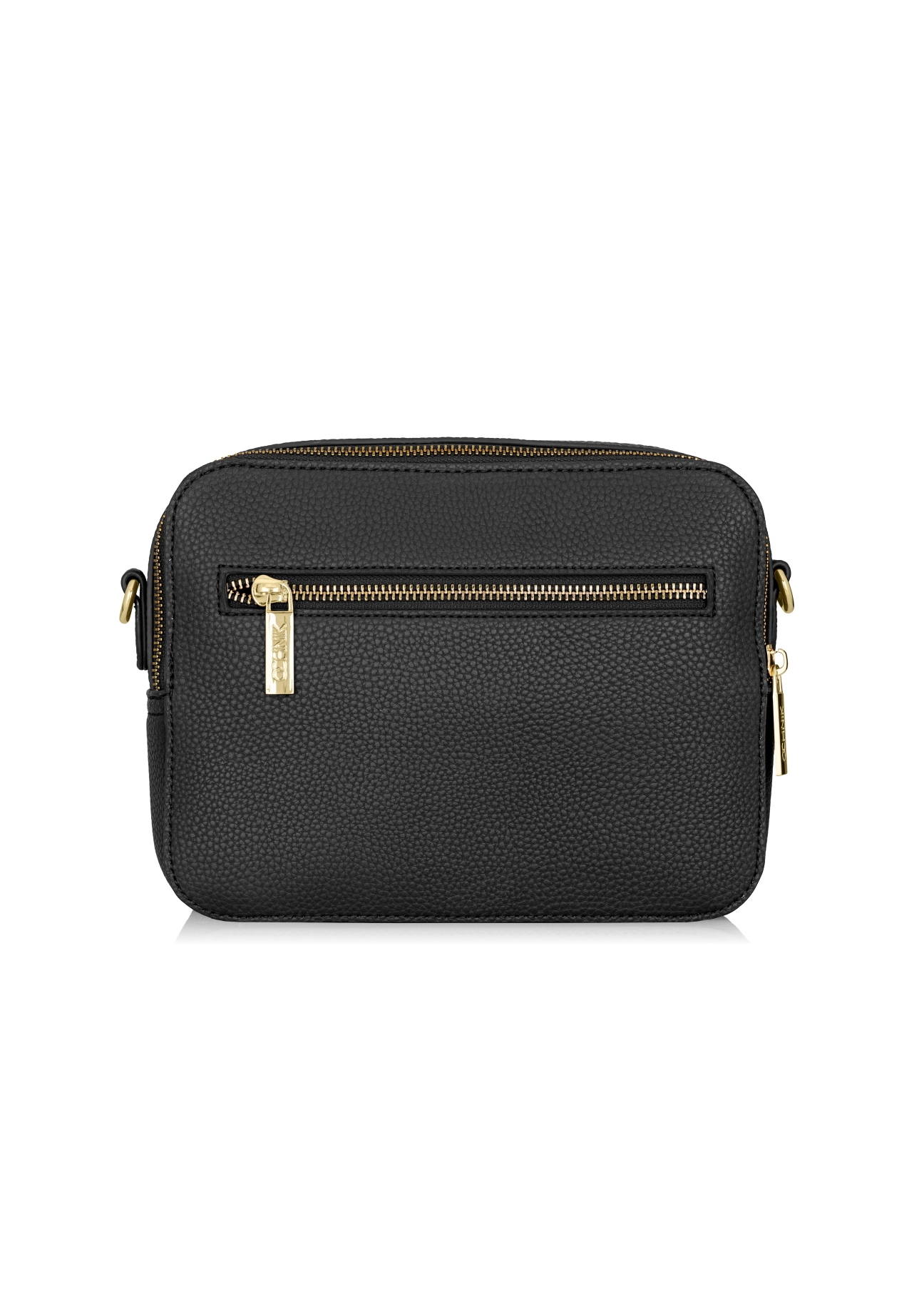 Black two-compartment shoulder bag TOREC-0405C-99(Z25) - product view from the back on a white background.