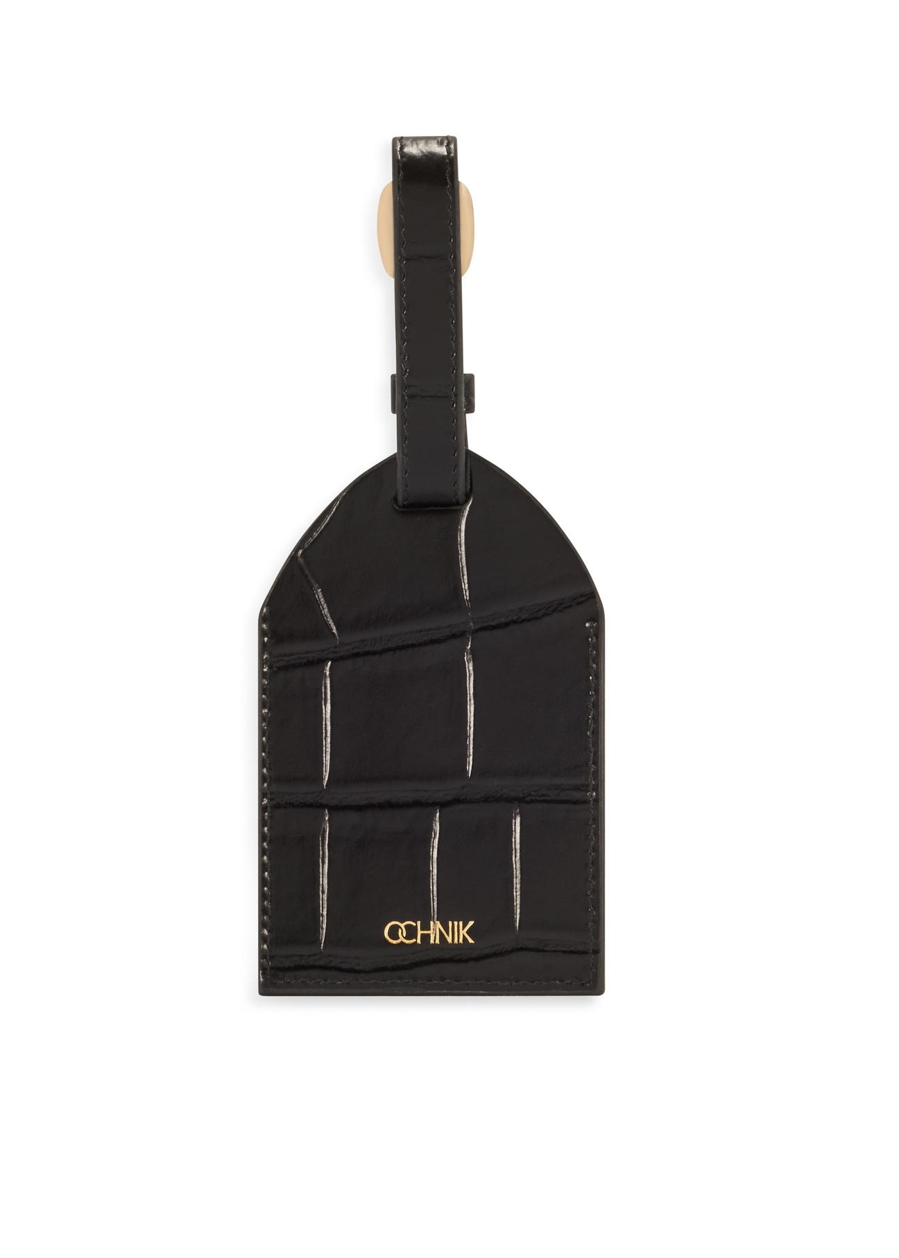 Leather keychain with croco motif BRELOK-0222-97(Z25), product view from the front on a white background.