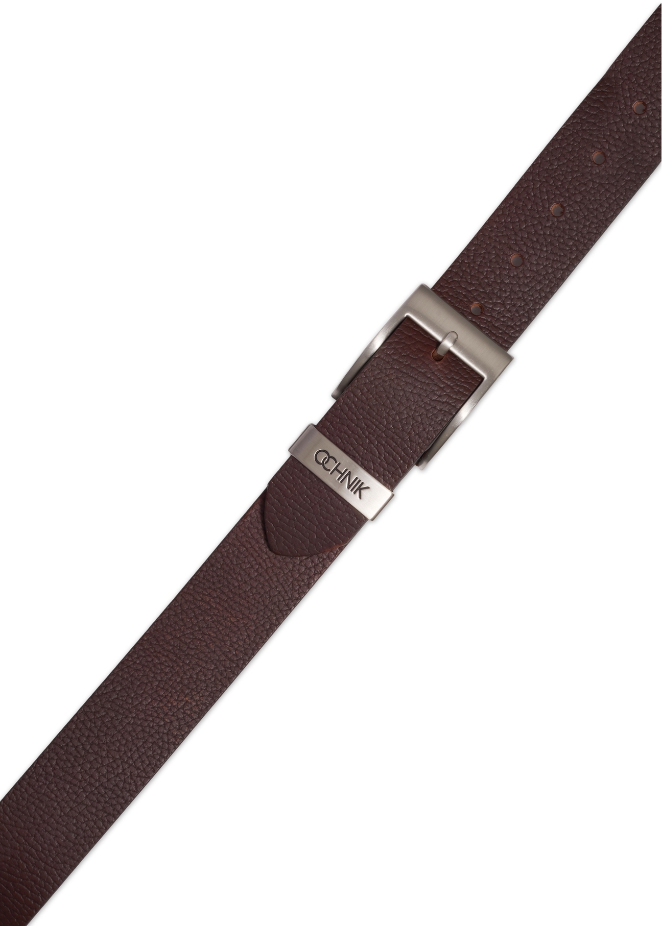 Men's brown leather belt PASMS-0127-1H(Z26), top view of the product on a white background.
