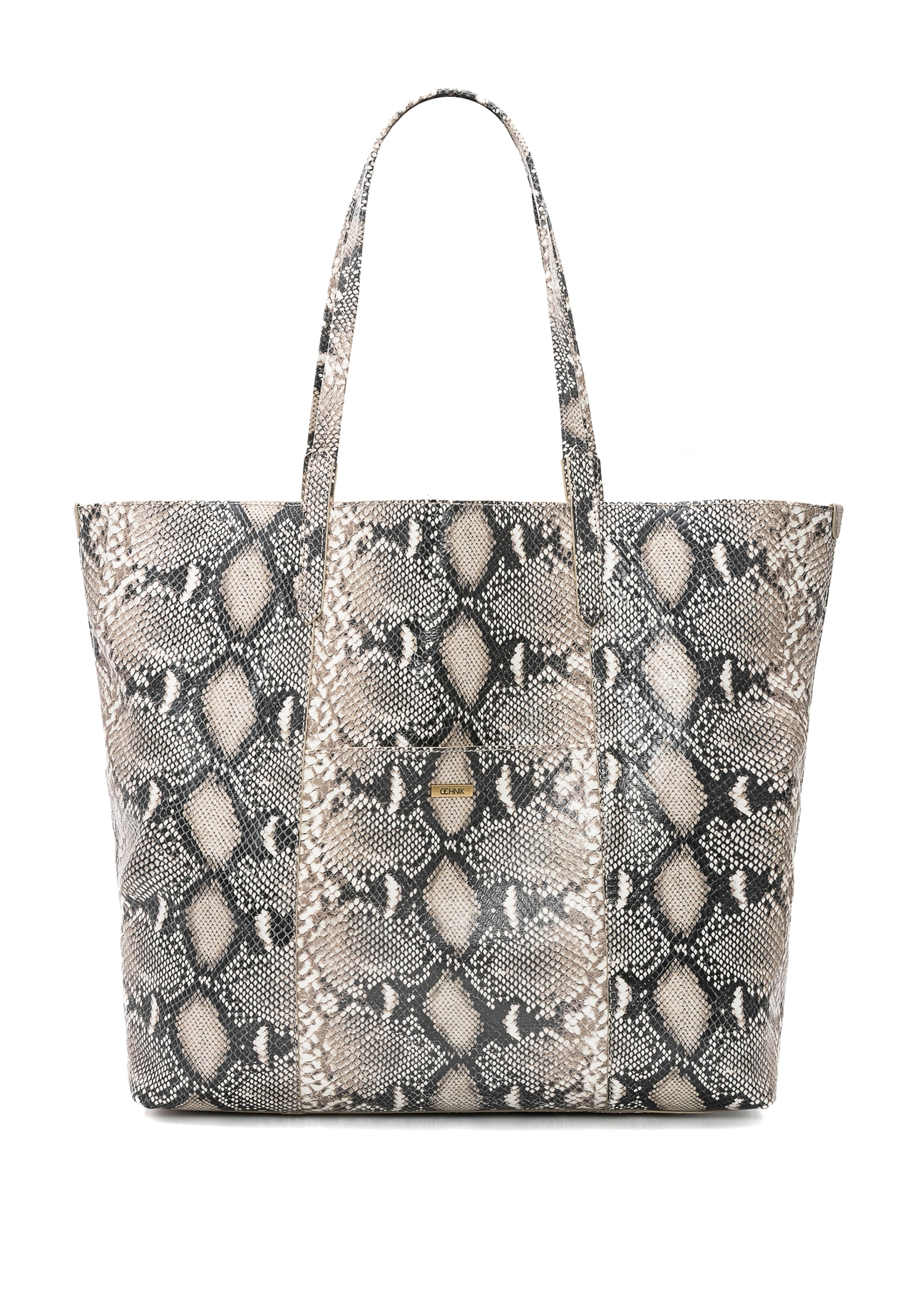 Women's leather shopper bag TORES-1164-86(Z25), product view from the front on a white background.
