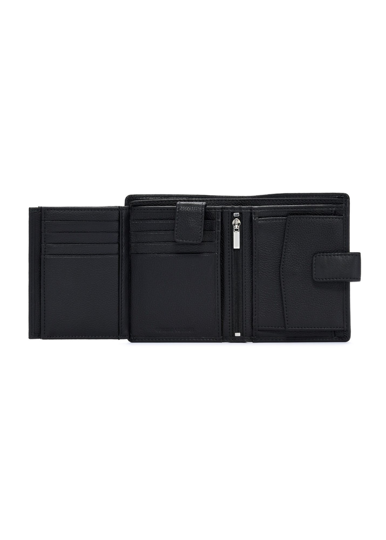 Men's leather wallet in black PORMS-0630A-9I(W26), product view inside on white background.