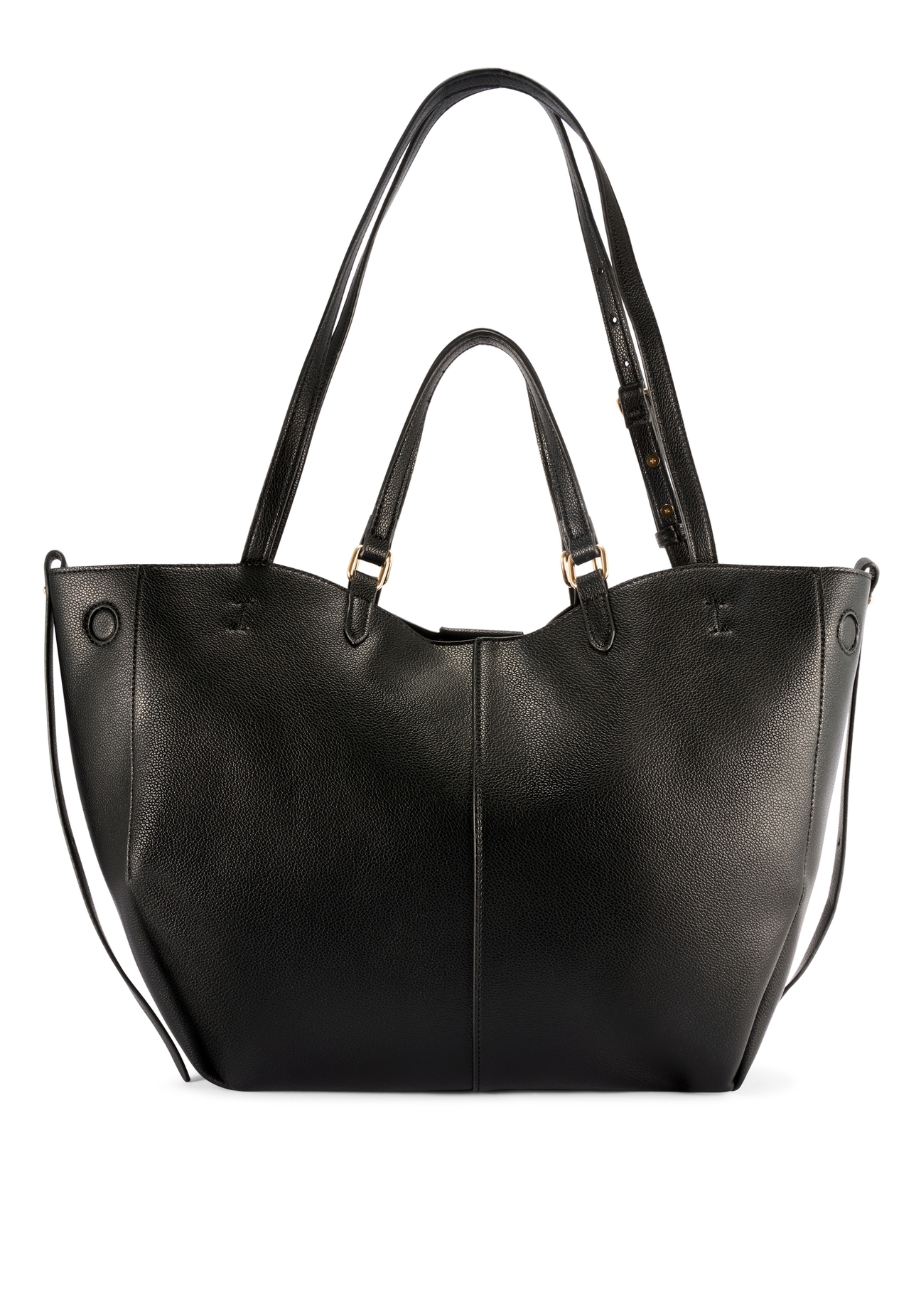 Large black shopper bag TOREC-1201-99(W26), product view from the back on a white background.