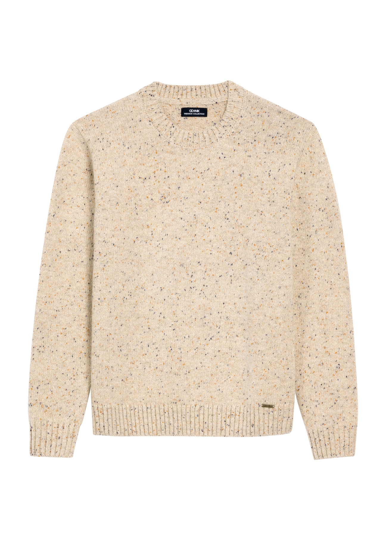 Beige men's sweater SWEMT-0173-24(Z25), front product view on white background.