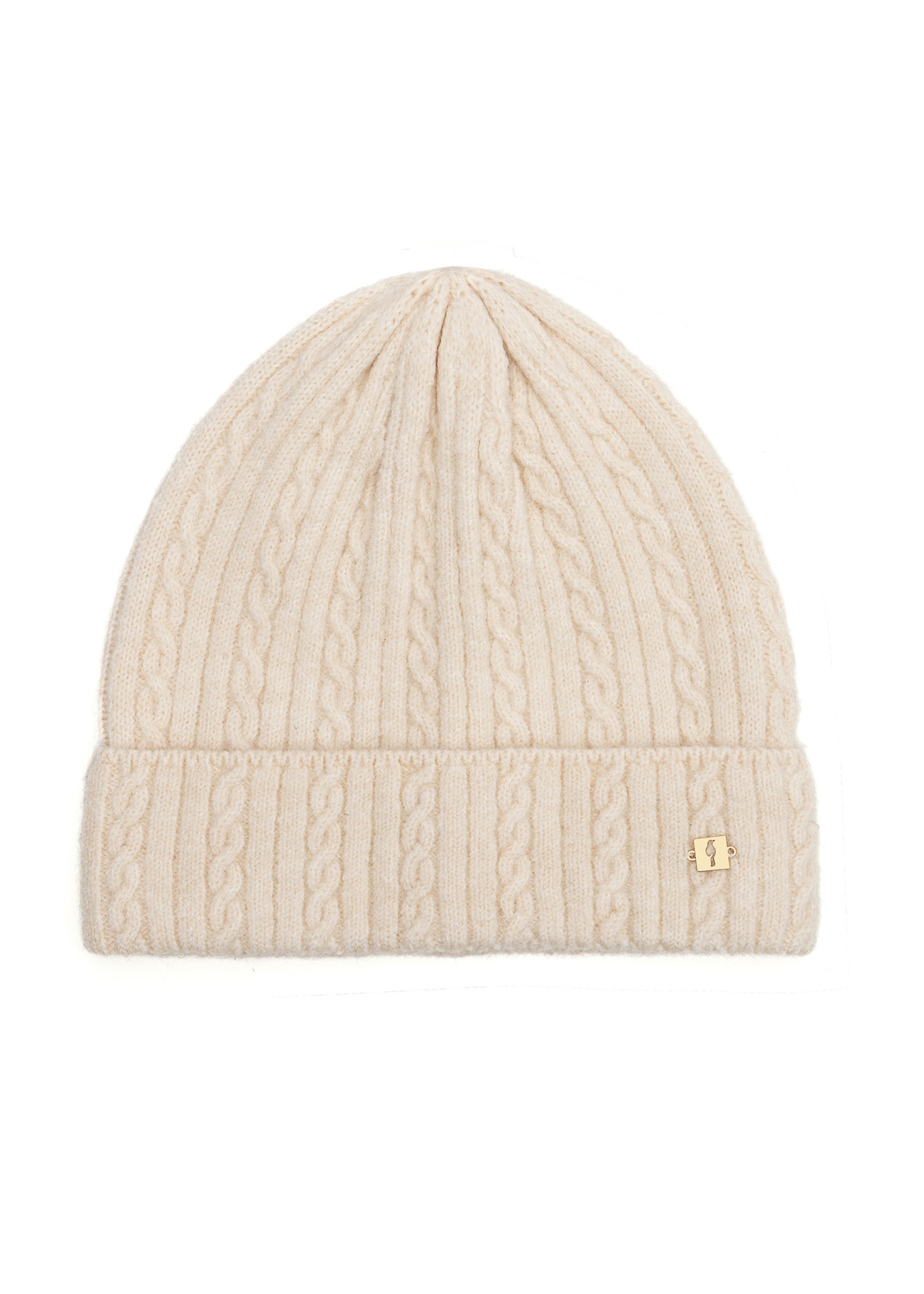 Cream women's hat with braids CZADT-0170-16(Z25), front product view on white background.