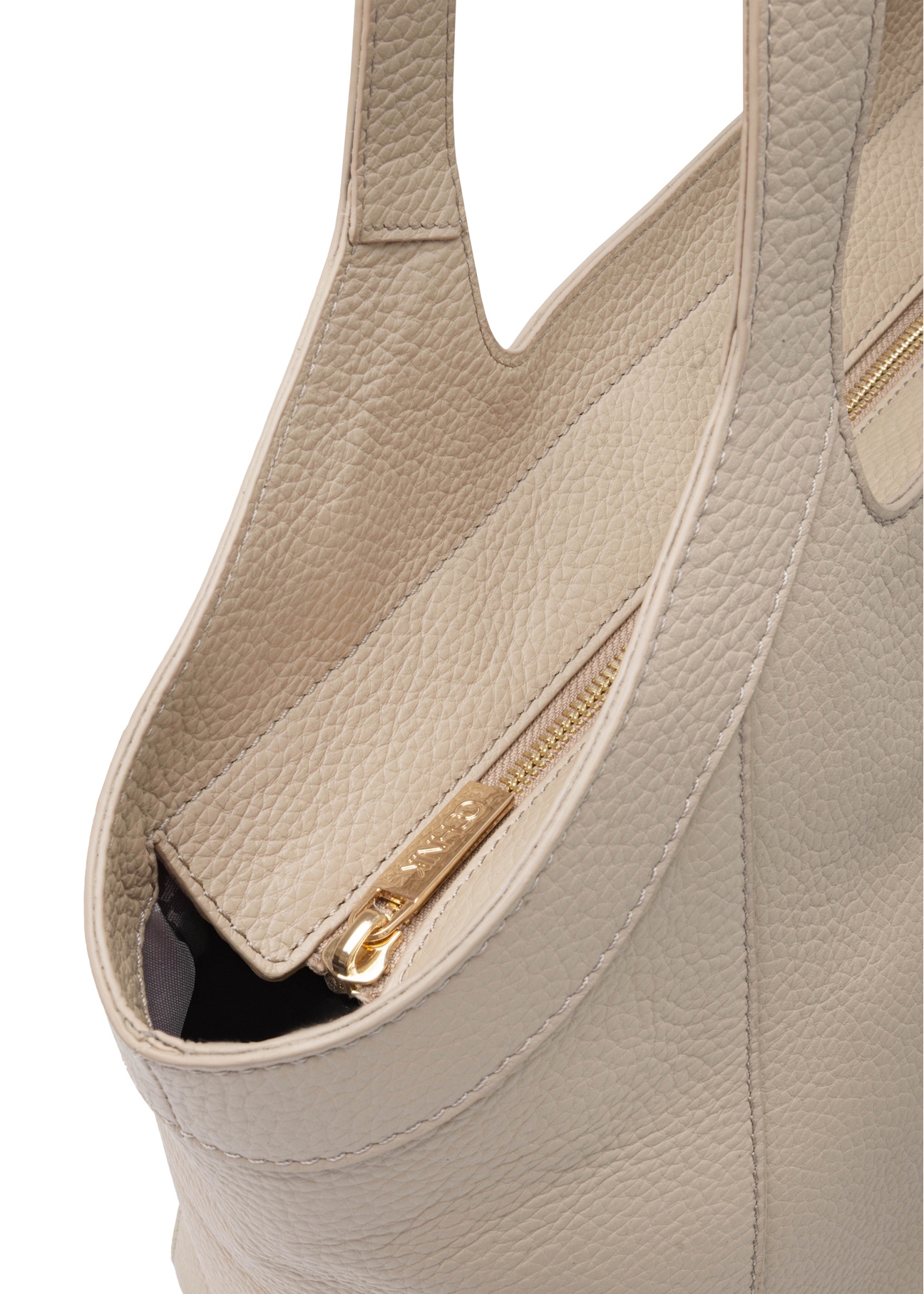 Large women's leather handbag TORES-1205-1B(W26), close-up of the product detail on a white background.