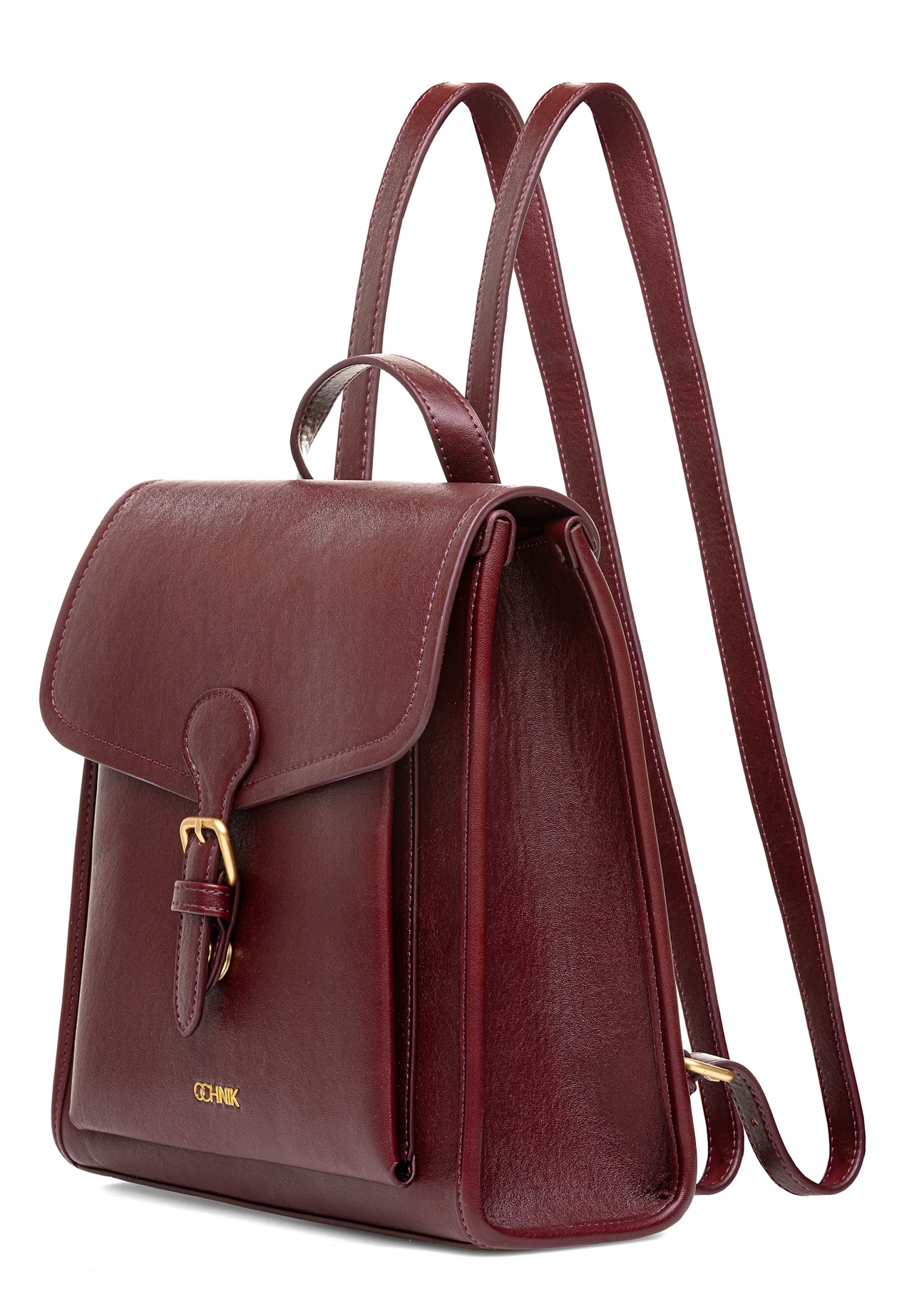 Burgundy medium elegant women's backpack TOREC-0985A-49(Z25), diagonal product view on white background.