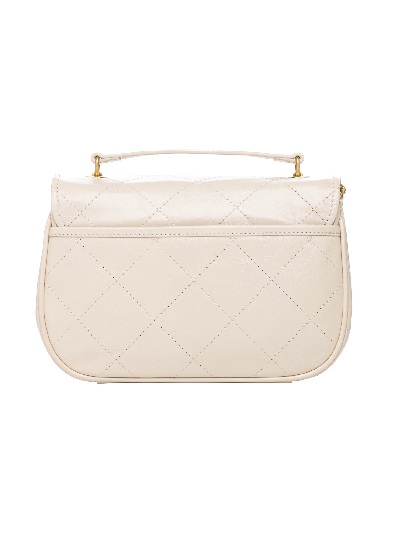 Cream patent leather women's handbag TORES-1297-0B(W26), product view from the back on a light background.