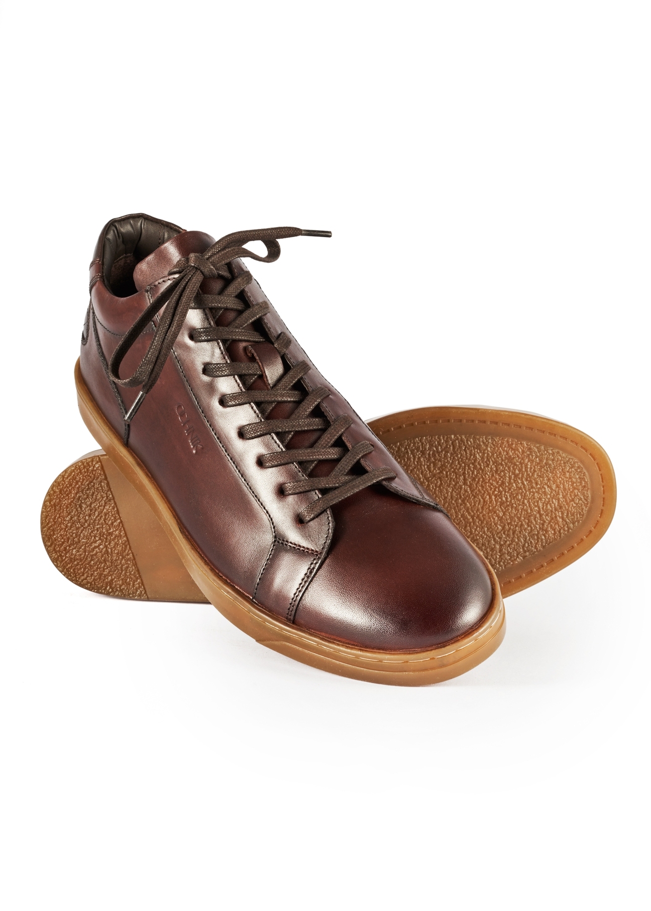Brown leather men's sneakers BUTYM-0405B-89(Z25)