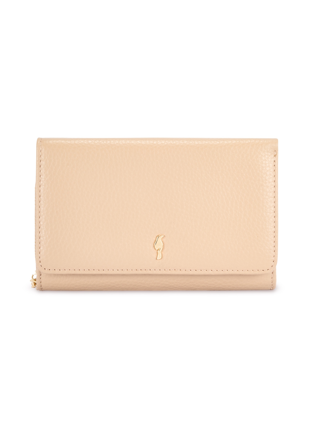 Large beige leather women's wallet PORES-0801R-81(Z25), front product view on white background.
