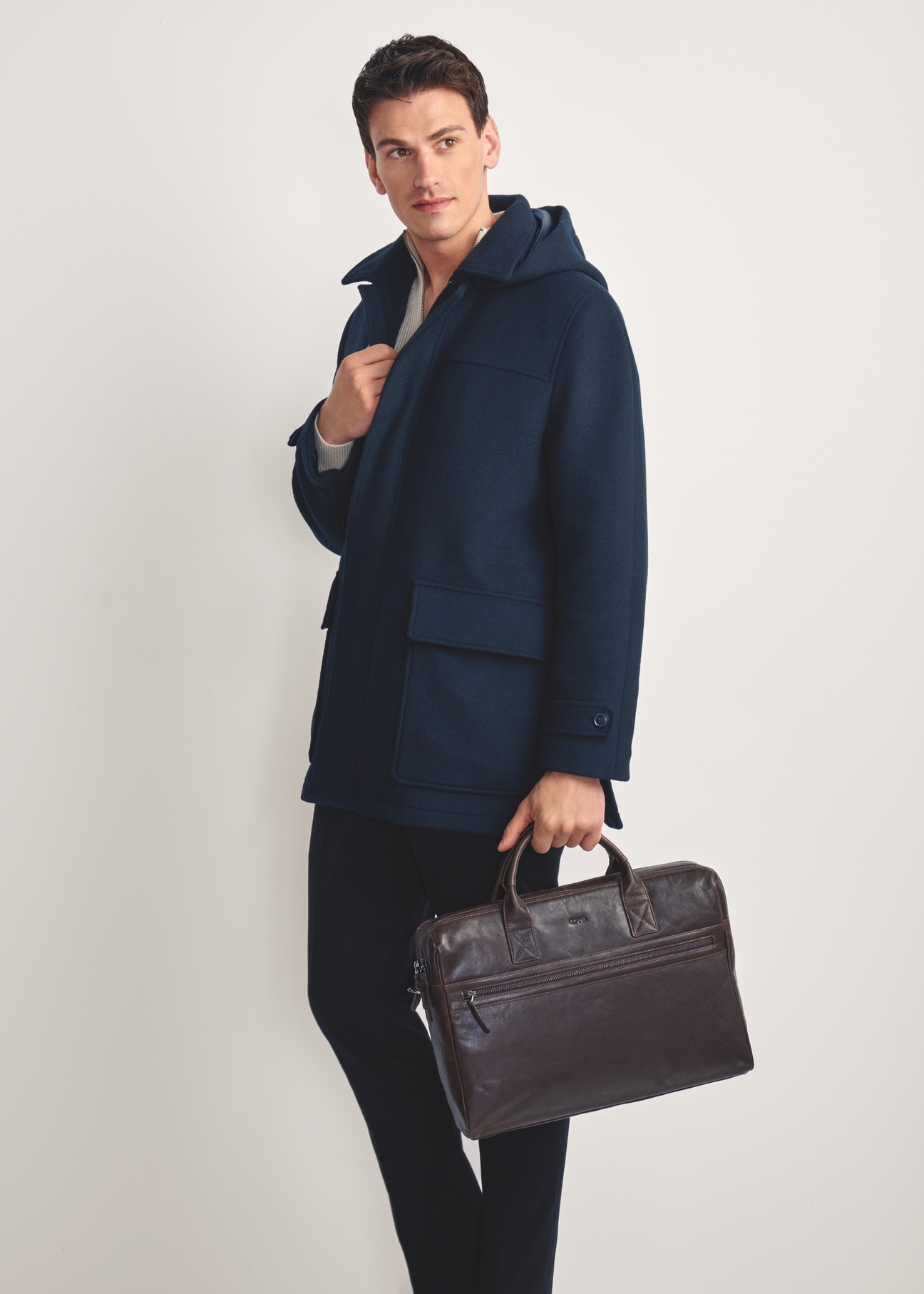 Brown leather men's bag TORMS-0459-89(Z25)