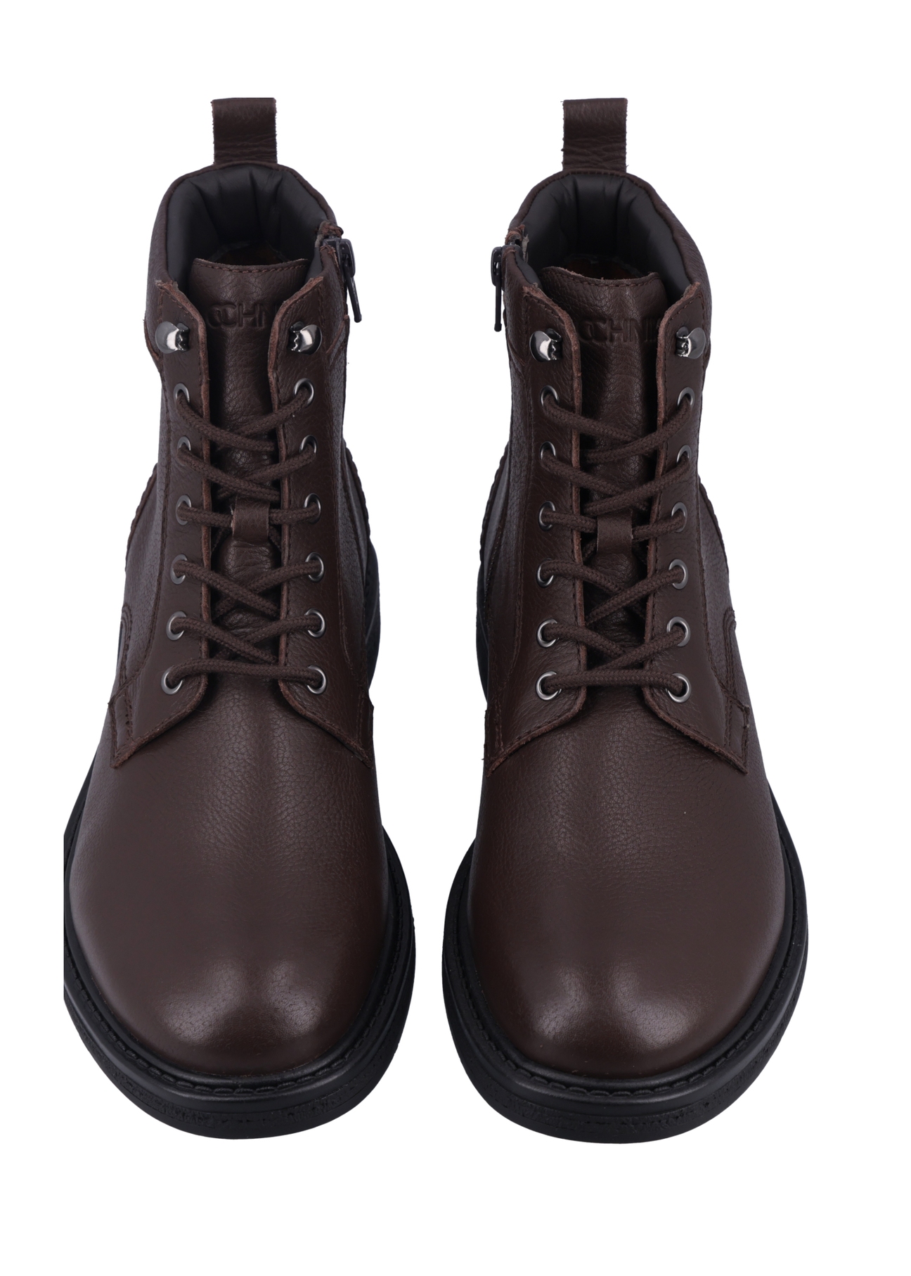Dark brown men's ankle boots BUTYM-0516-1I(Z26) - front product view, on a white background.