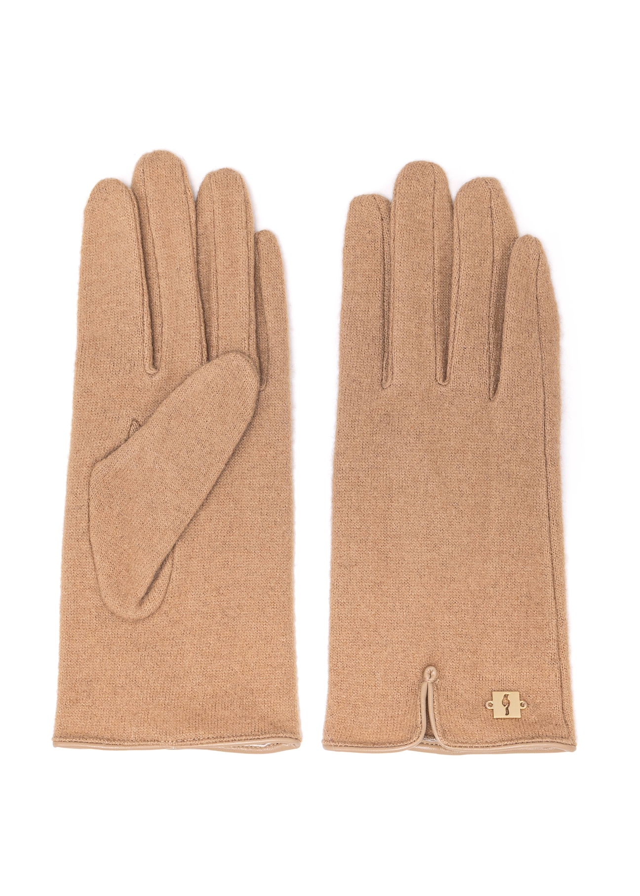 Beige woolen women's gloves REKDT-0027A-80(Z25)