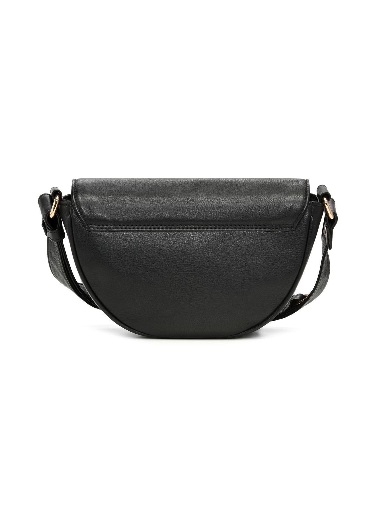 Black leather women's messenger bag TORES-1315-99(Z26) - product view from the back, on a white background.