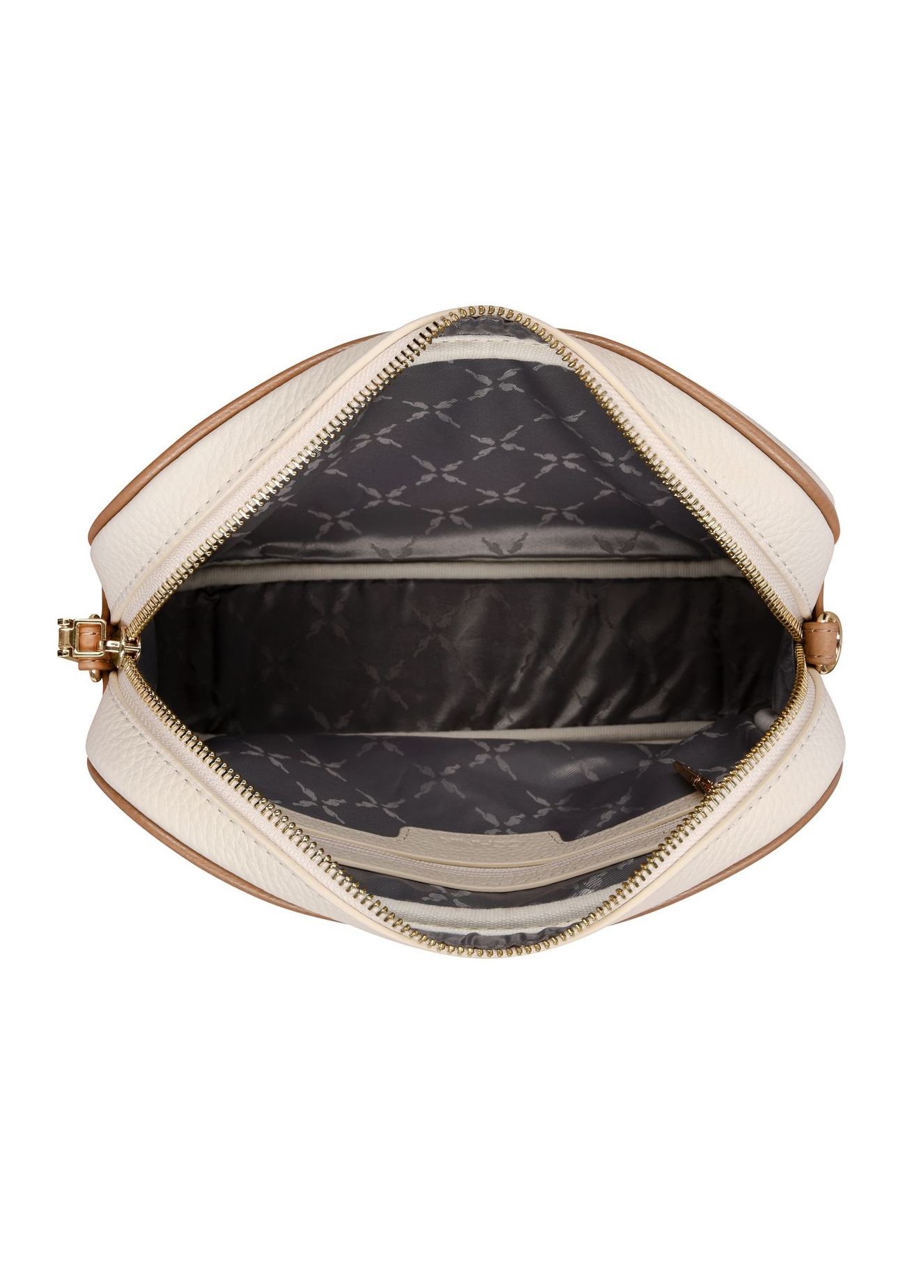 Cream leather women's messenger bag TORES-1274-0B(W26) - top view of the product on a white background.