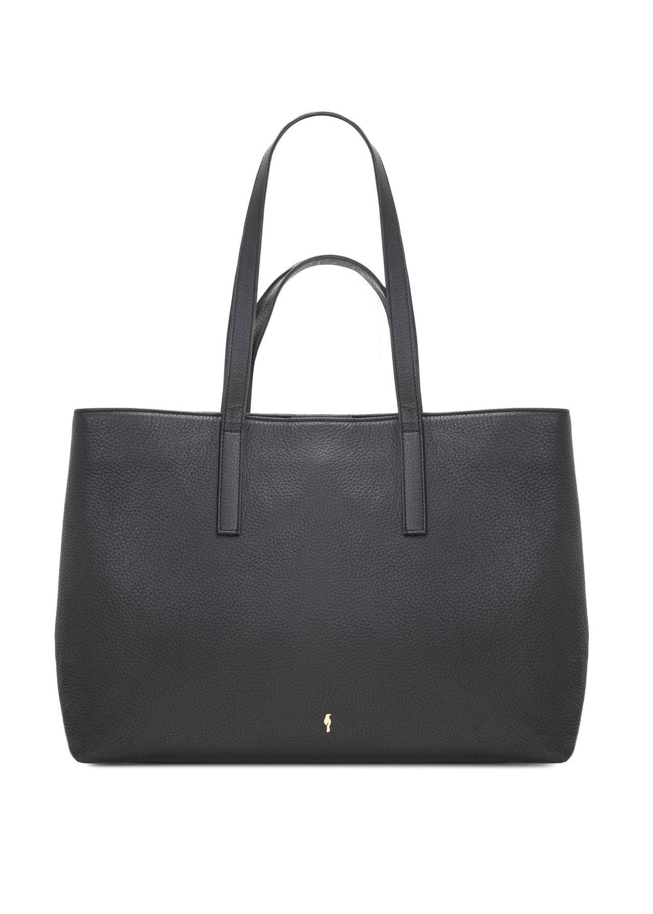 Black leather shopper bag TORES-1281-99(W26) - front product view, on white background.