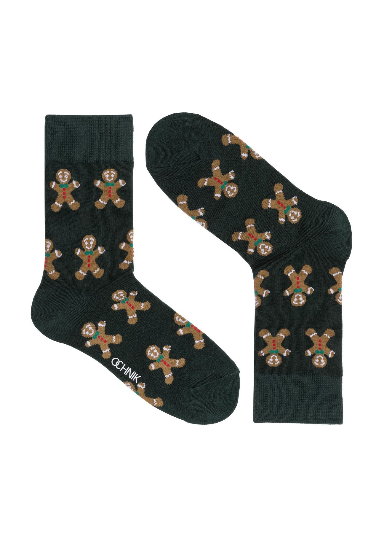 Men's green Christmas socks SKAMT-0158A-8C(Z26), front product view on white background.