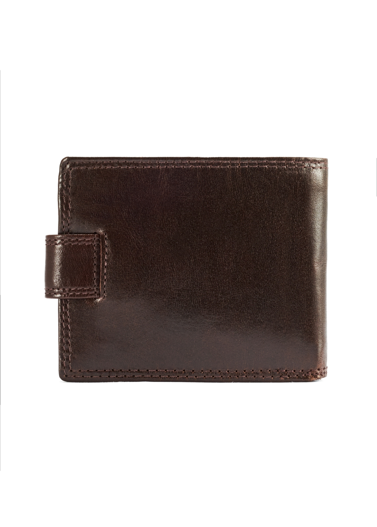 Chocolate colored men's leather wallet PL-105-89(KS) - product view from the back on white background.