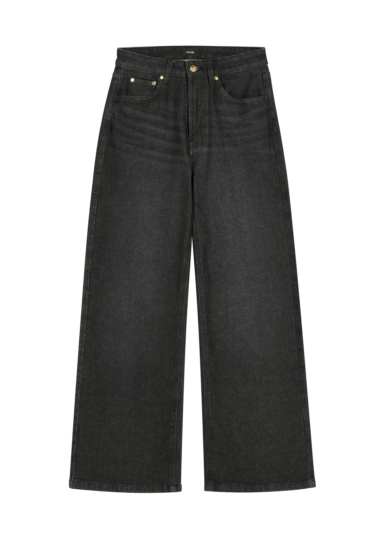 Women's black wide leg jeans JEADT-0018-99(Z26) - front product view, on white background.
