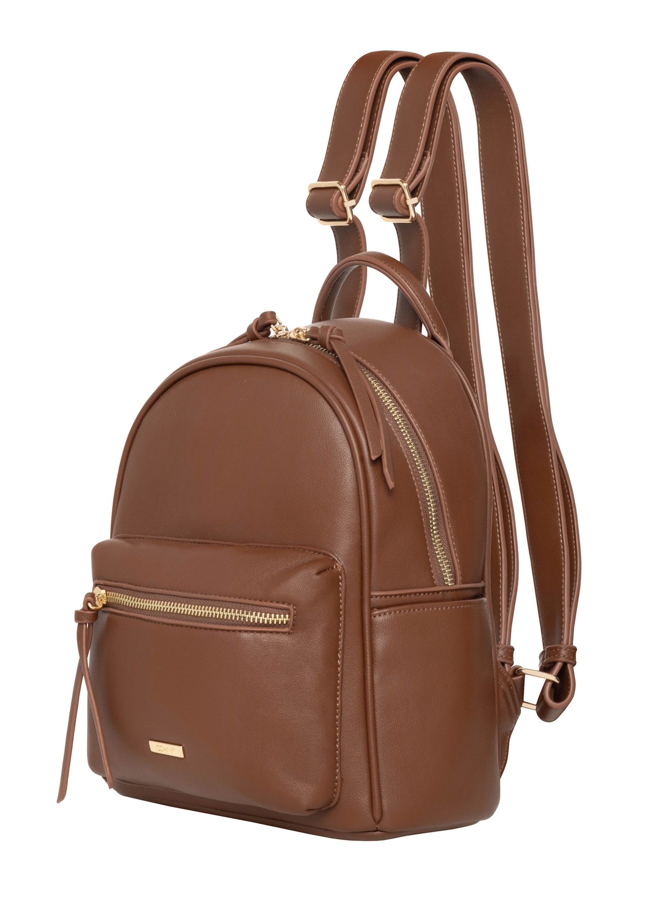 Light brown small women's backpack TOREC-1256-1G(Z26), diagonal product view on white background.