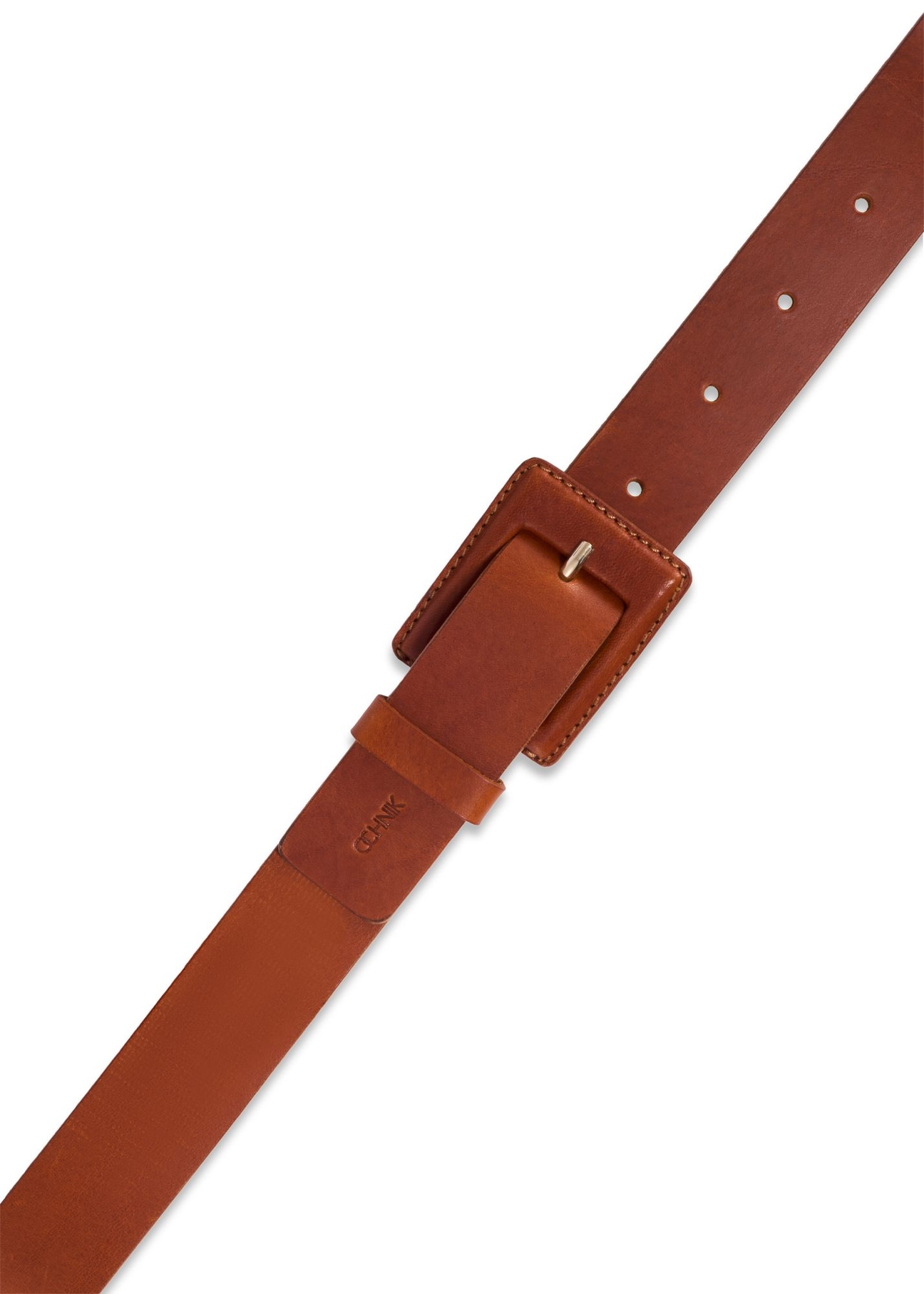 Cognac women's belt with animal motif PASDS-0355-1F(Z26) - product view from above, on a white background.