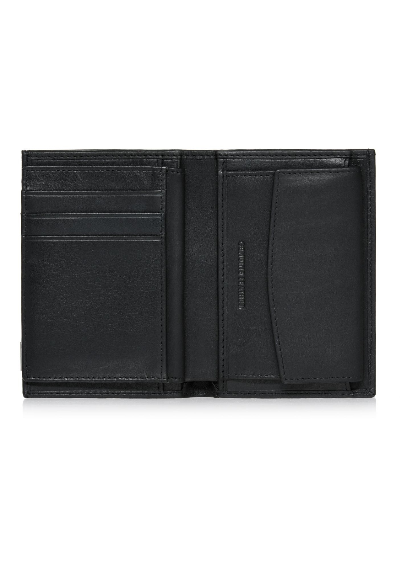 Black men's leather wallet PORMS-0145B-99(Z25), product view inside on white background.