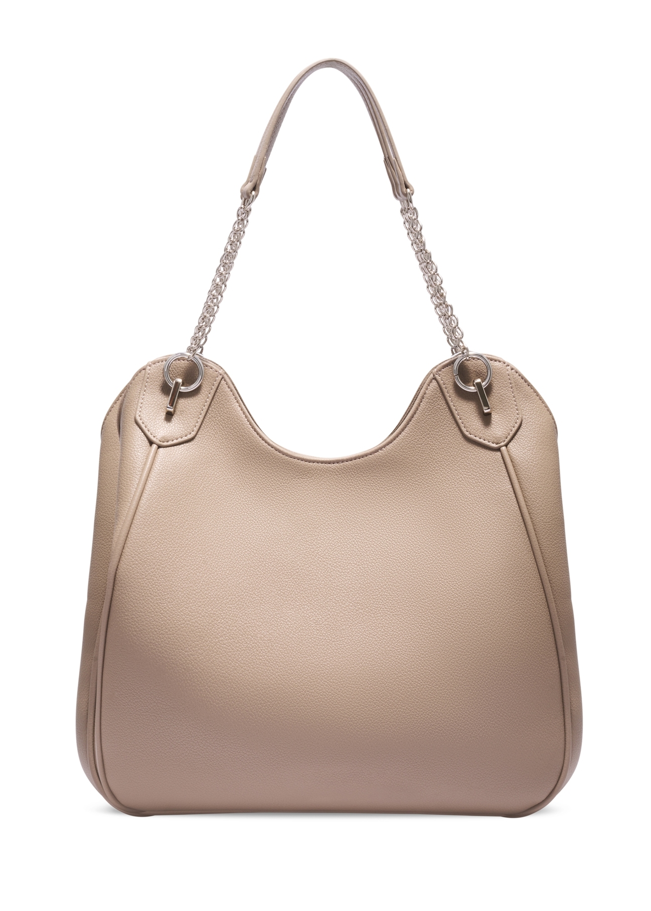 Women's shopper bag in cool beige color TOREC-1283-1K(Z26) - product view from the back, on a white background.