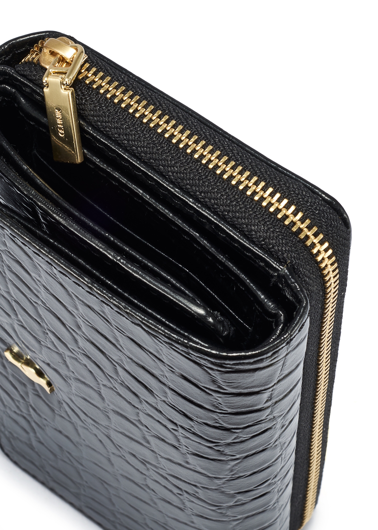 Black leather women's croco wallet PORES-0956-99(W25)
