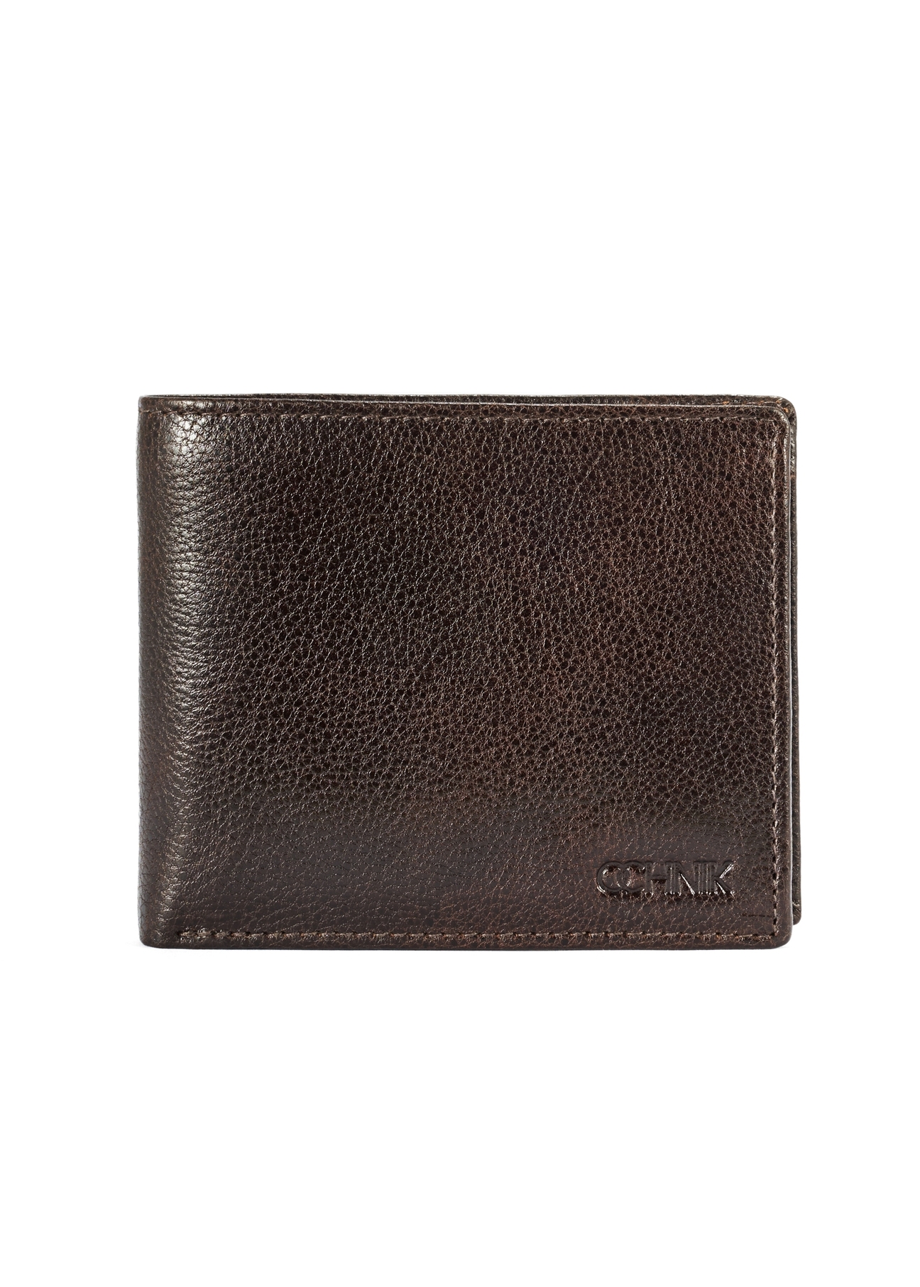 Brown men's leather wallet PORMS-0654-89(W25) - front product view on white background.
