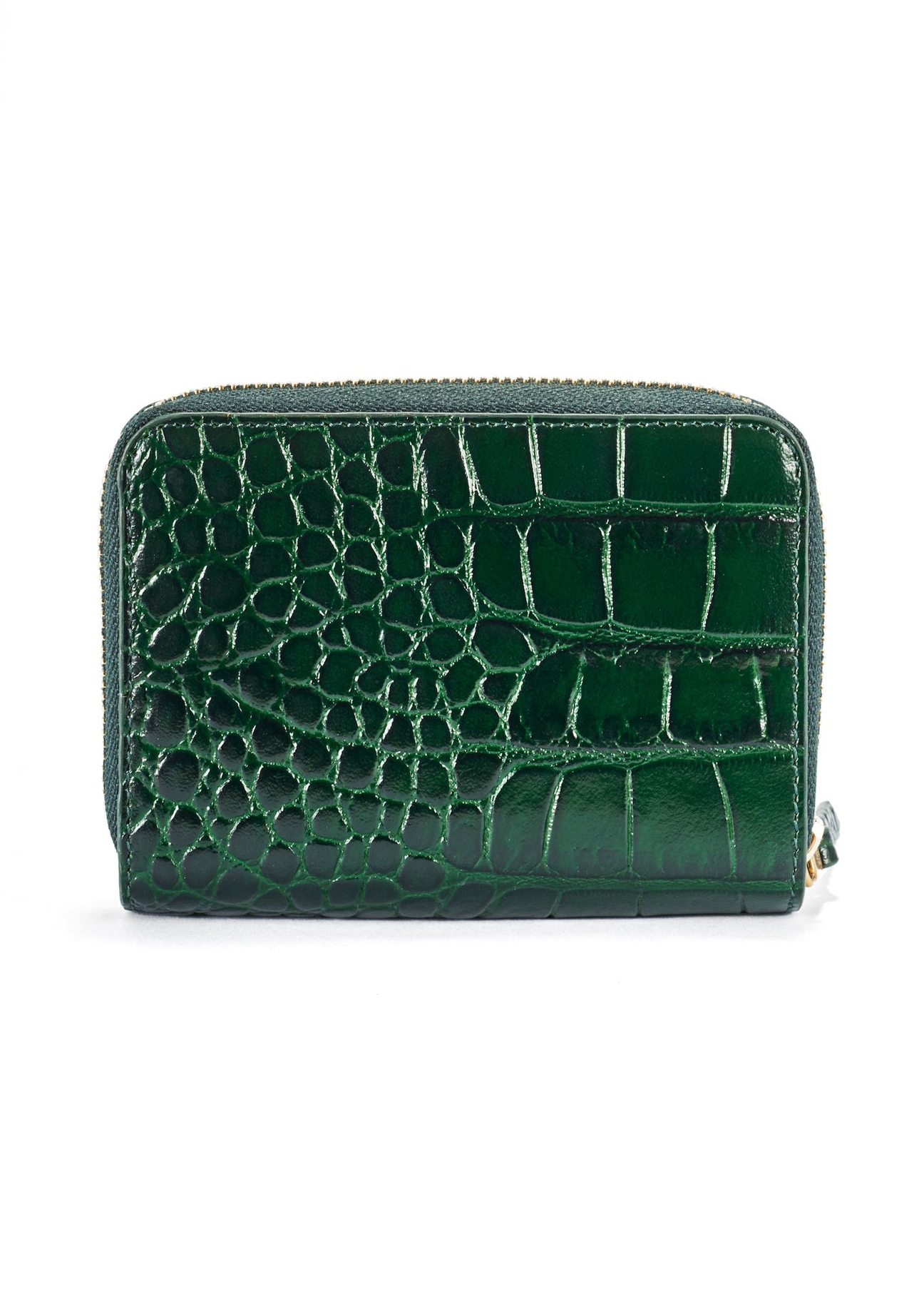 Dark green croco women's wallet PORES-0951-51(W25) - product view from the back on white background.