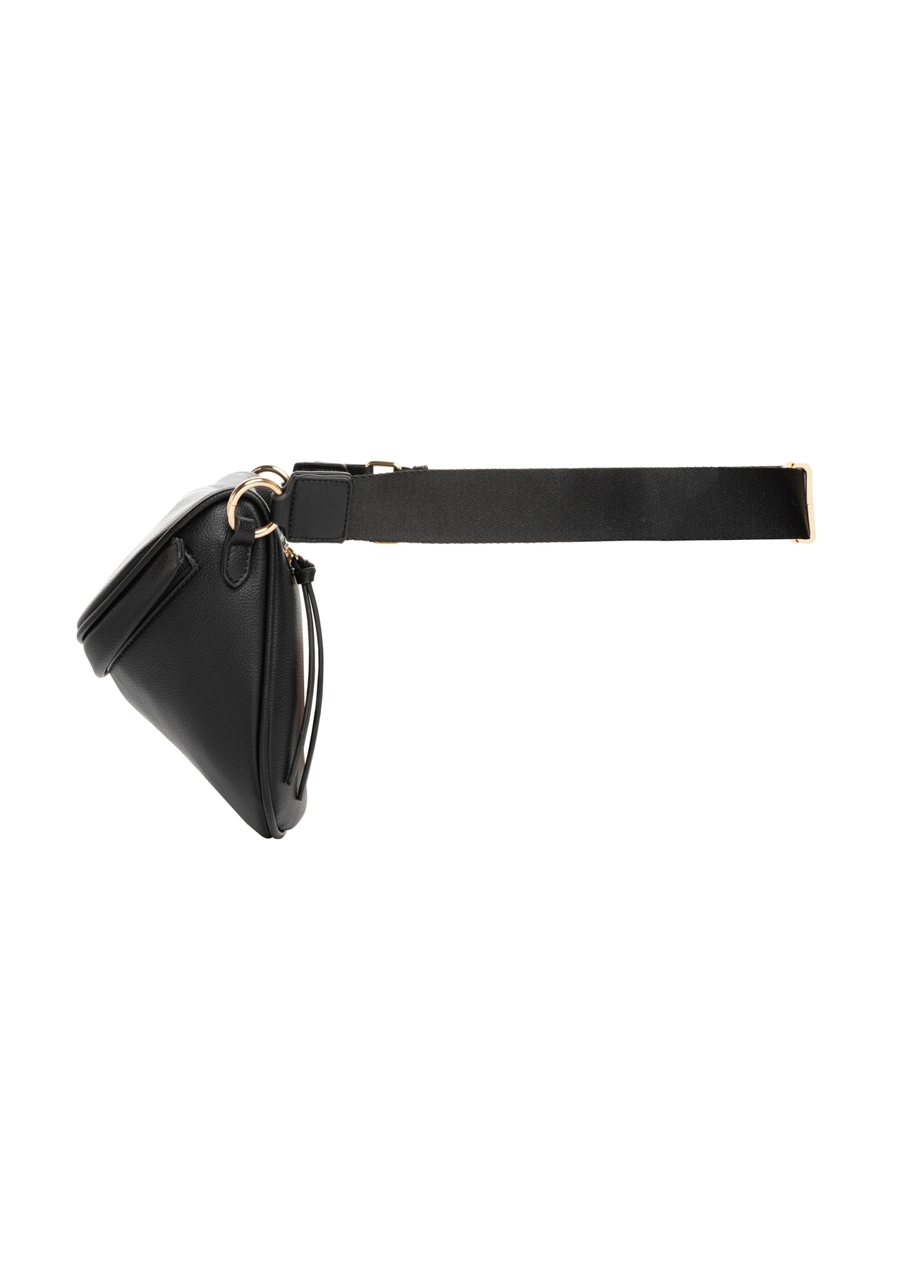 Large women's black waist bag TOREC-1266-99(Z26). Side view on a white background.