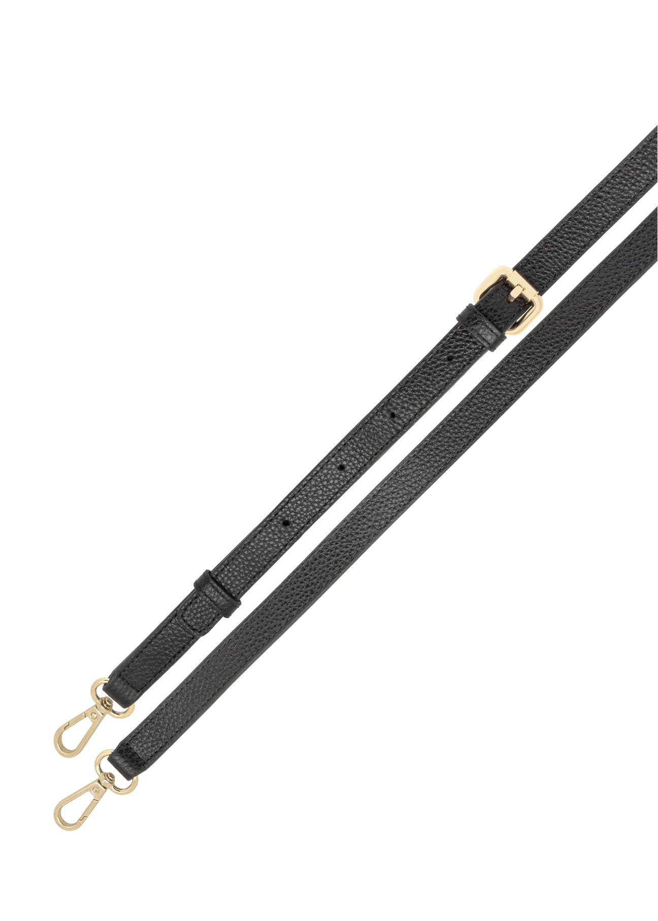 Black leather women's messenger bag TORES-1274-9I(W26), view of the product strap on a white background.