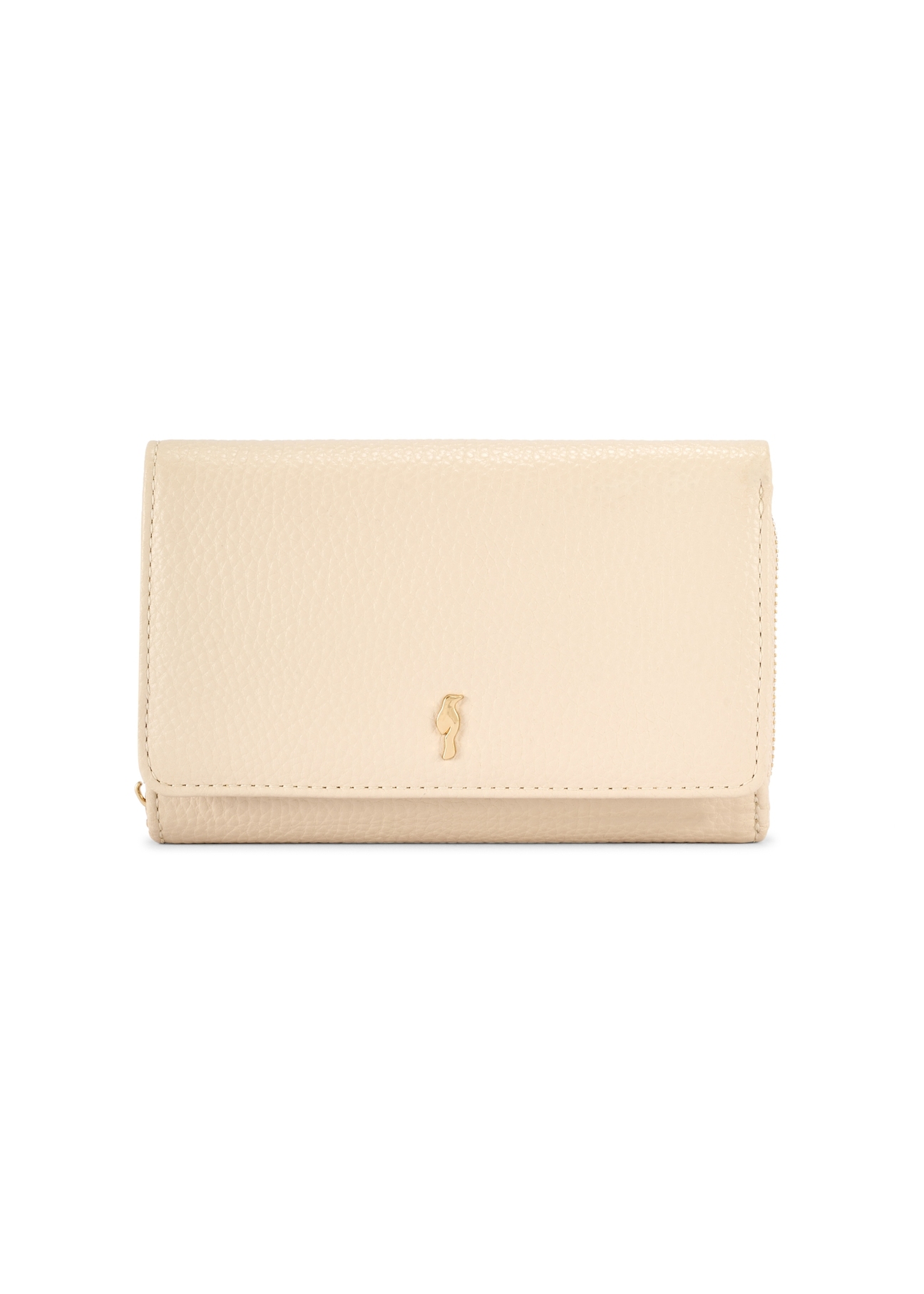Large cream leather women's wallet PORES-0801R-0B(W26), front product view on white background.